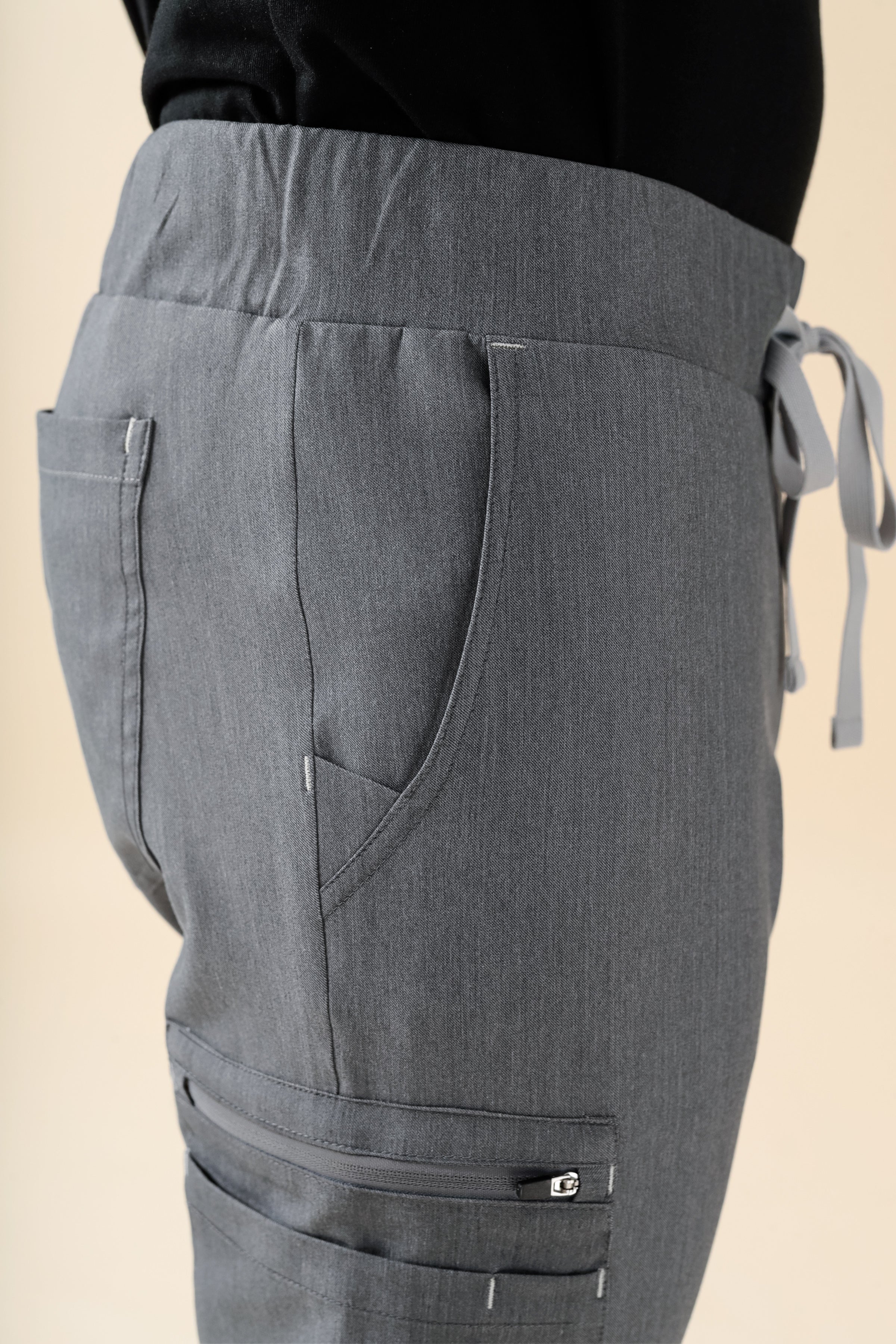 KAERE Hose Herren - gerader Saum mit Beintaschen grau melange