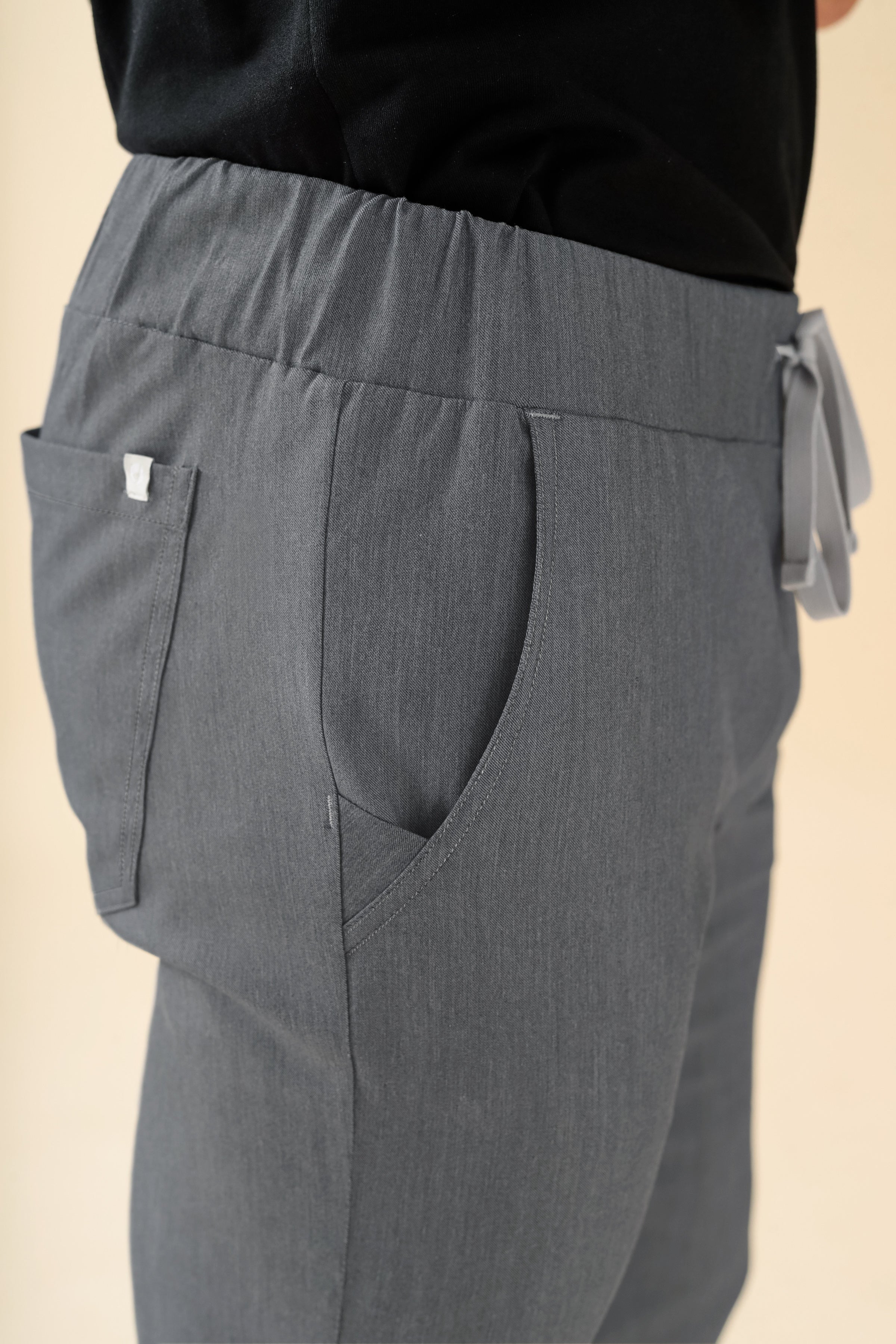 KAERE Hose Herren - gerader Saum Kurzgr. ohne Beintaschen grau melange