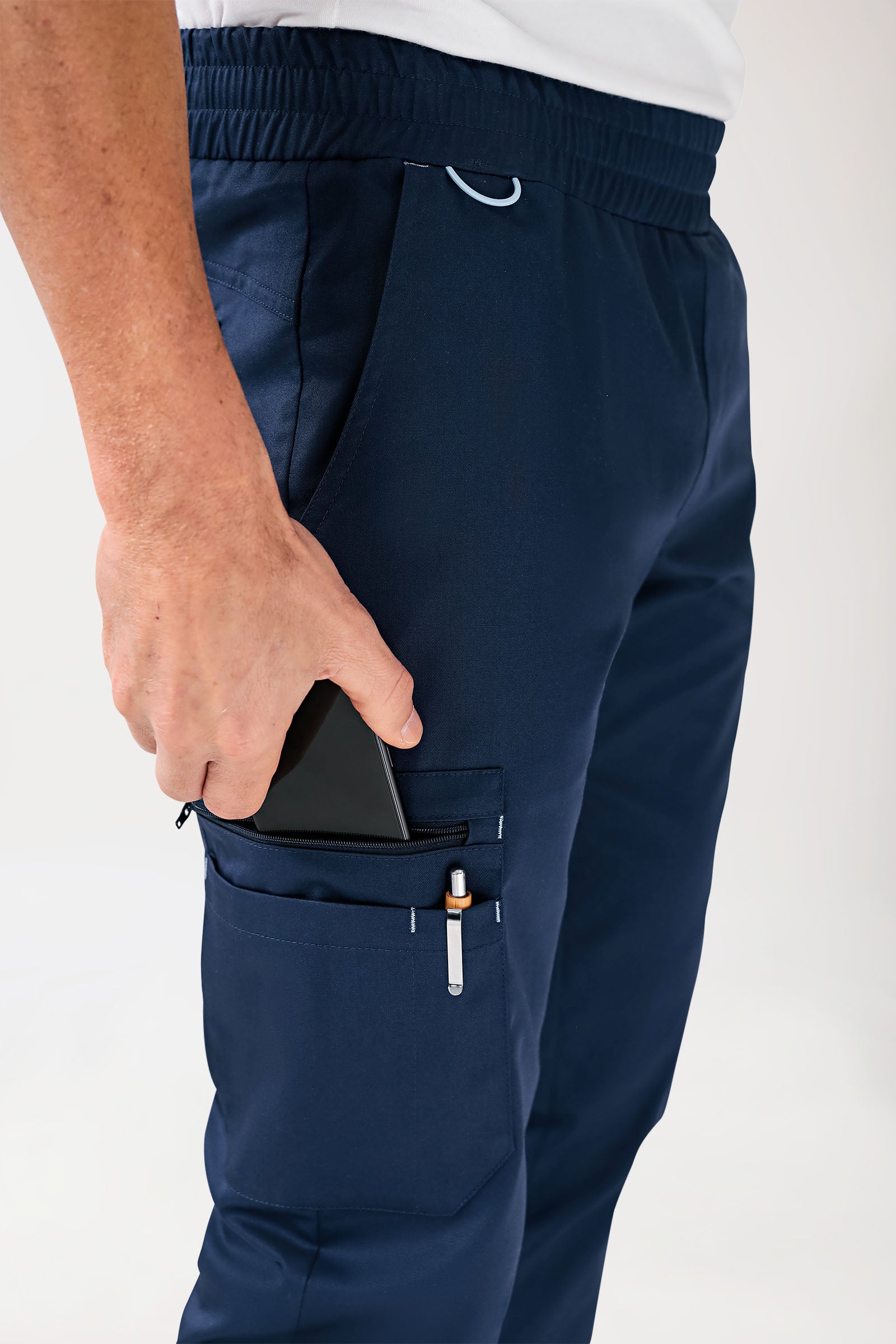 CLINIC STRETCH Hose Herren - gerader Saum navy/himmelblau