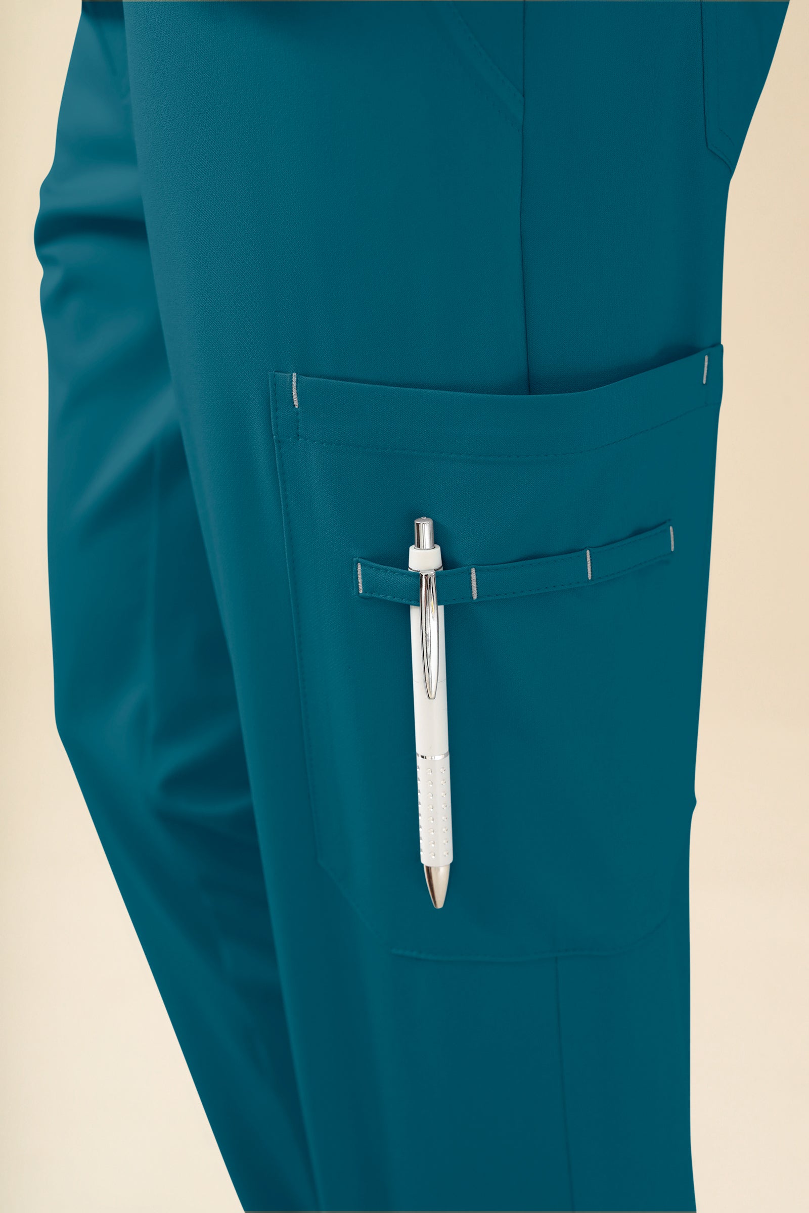 KAERE Hose Herren - gerader Saum mit Beintaschen petrol