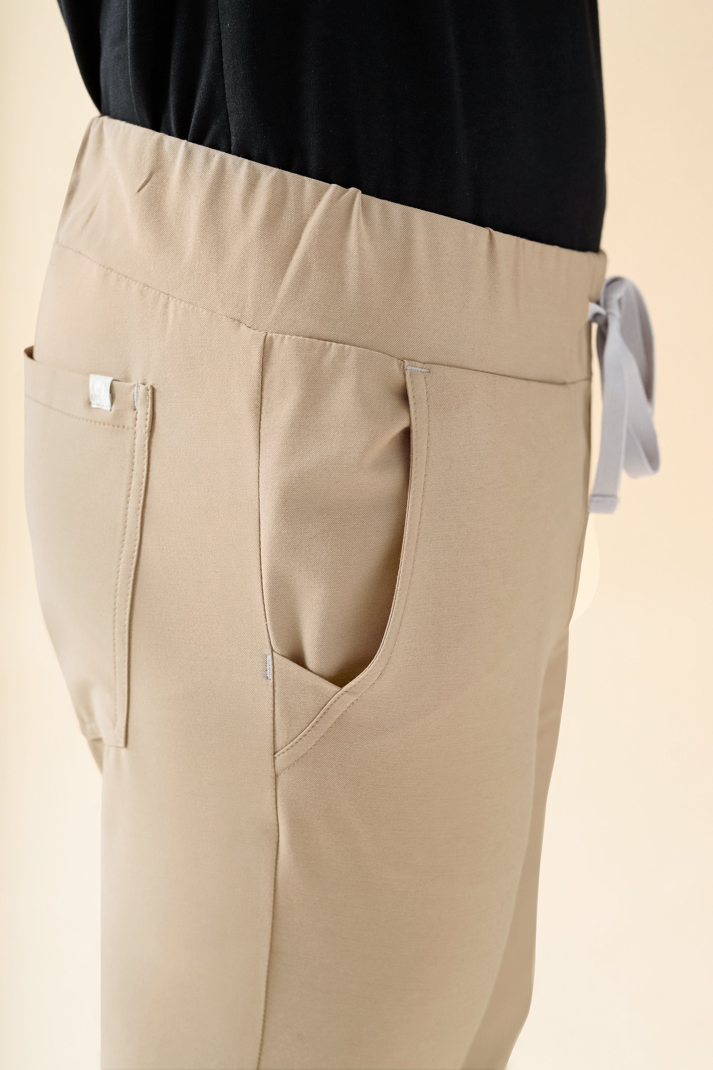 KAERE Hose Herren - gerader Saum ohne Beintaschen sand