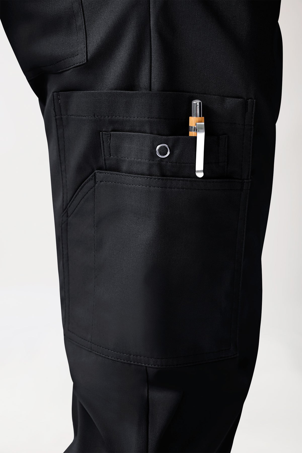 CLINIC STRETCH Hose Unisex - mit Beintasche Kurzgr. schwarz