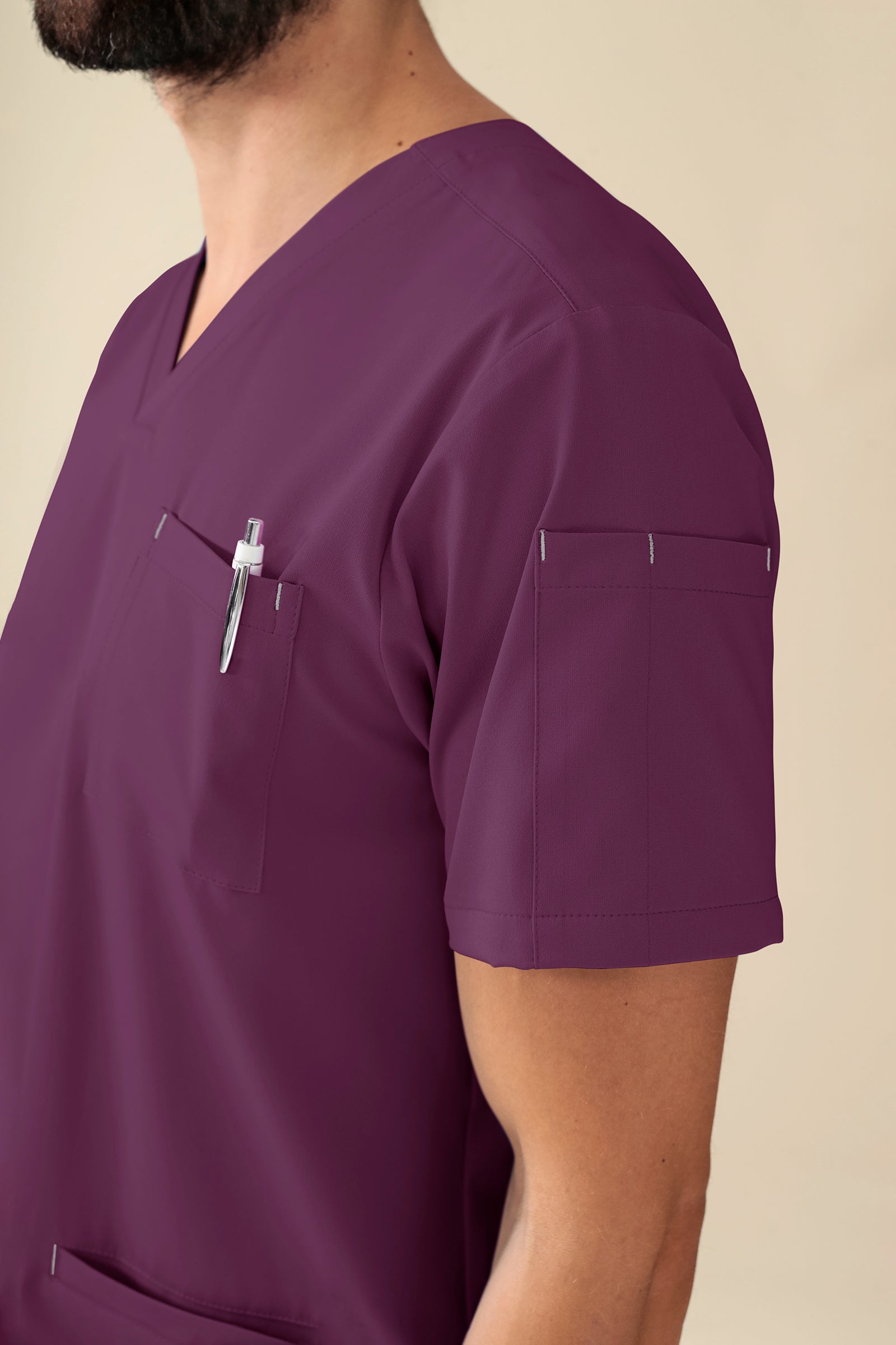 KAERE Schlupfkasack Herren - V-Ausschnitt pflaume