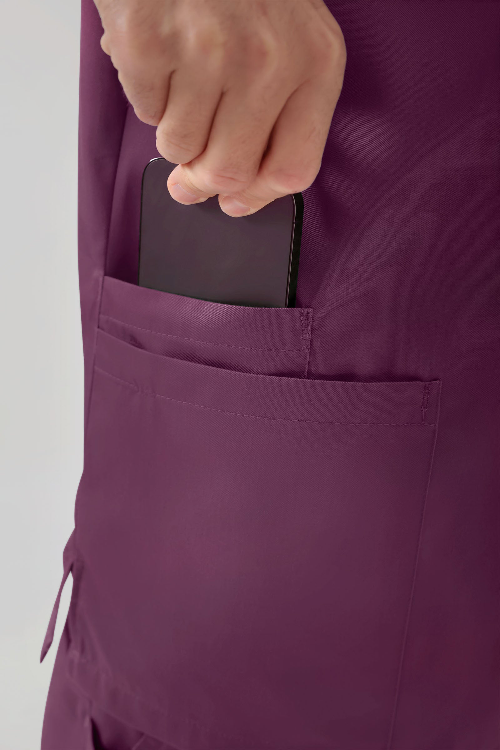 GREEN Stretch Schlupfkasack Herren - V-Ausschnitt pflaume