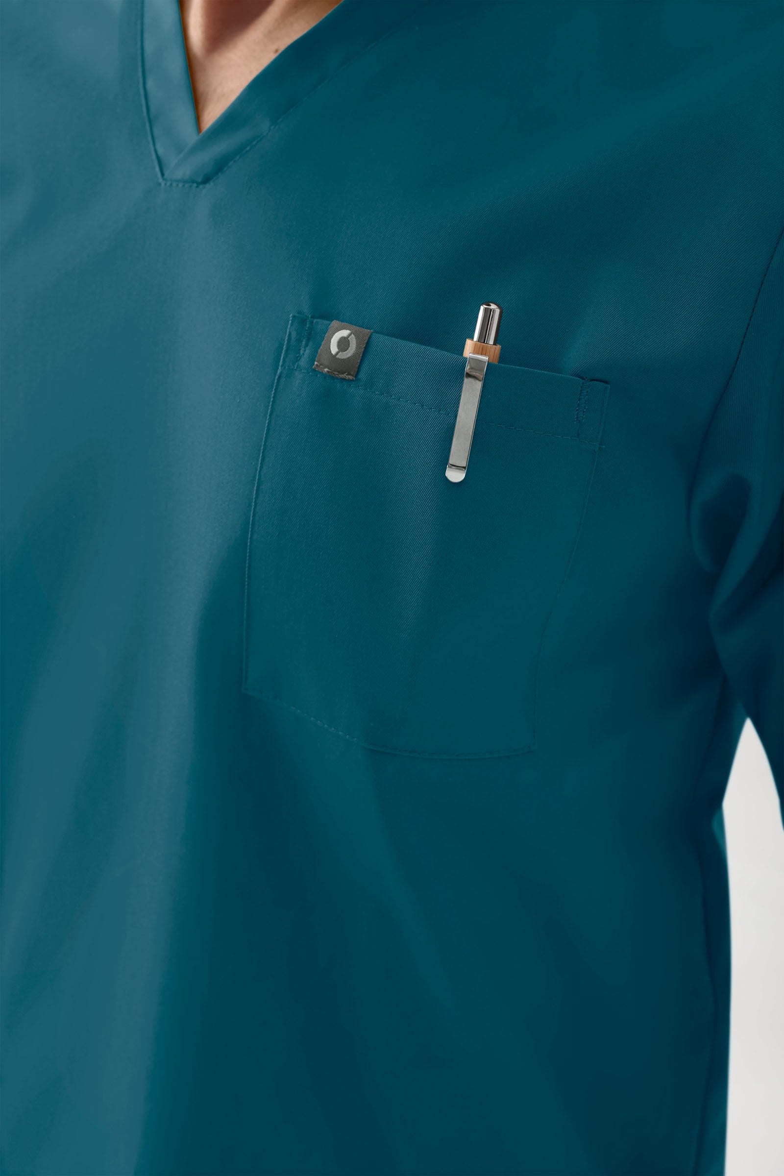 GREEN Stretch Schlupfkasack Herren - V-Ausschnitt petrol