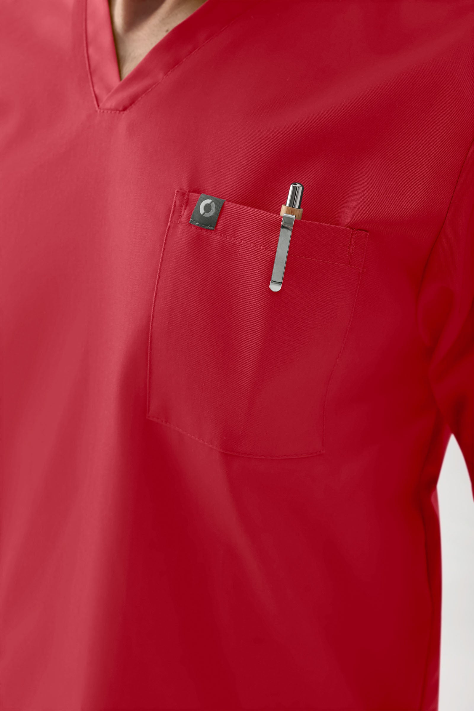 GREEN Stretch Schlupfkasack Herren - V-Ausschnitt rot