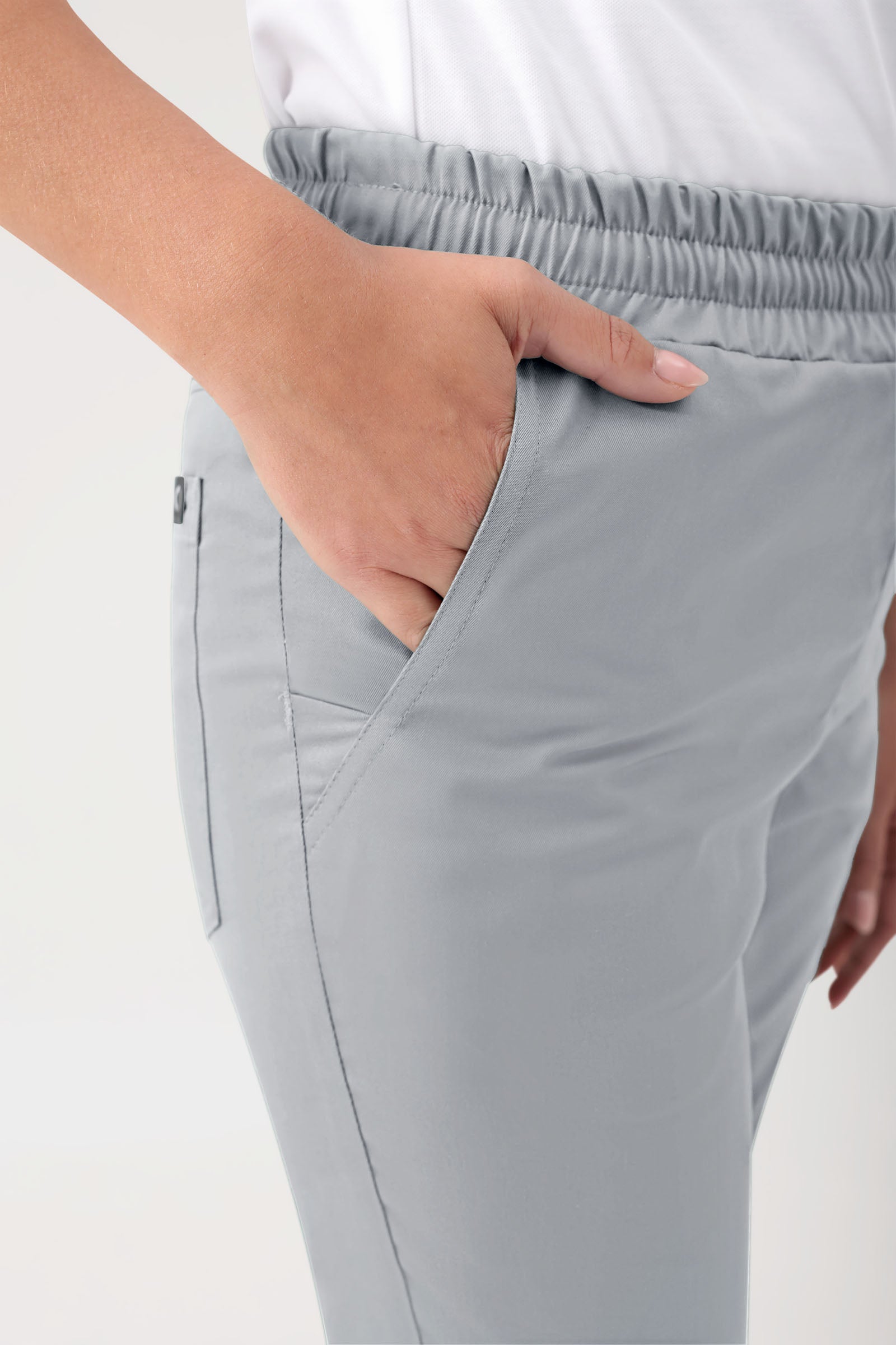 GREEN Stretch Hose Unisex - Rundumgummibund perlgrau