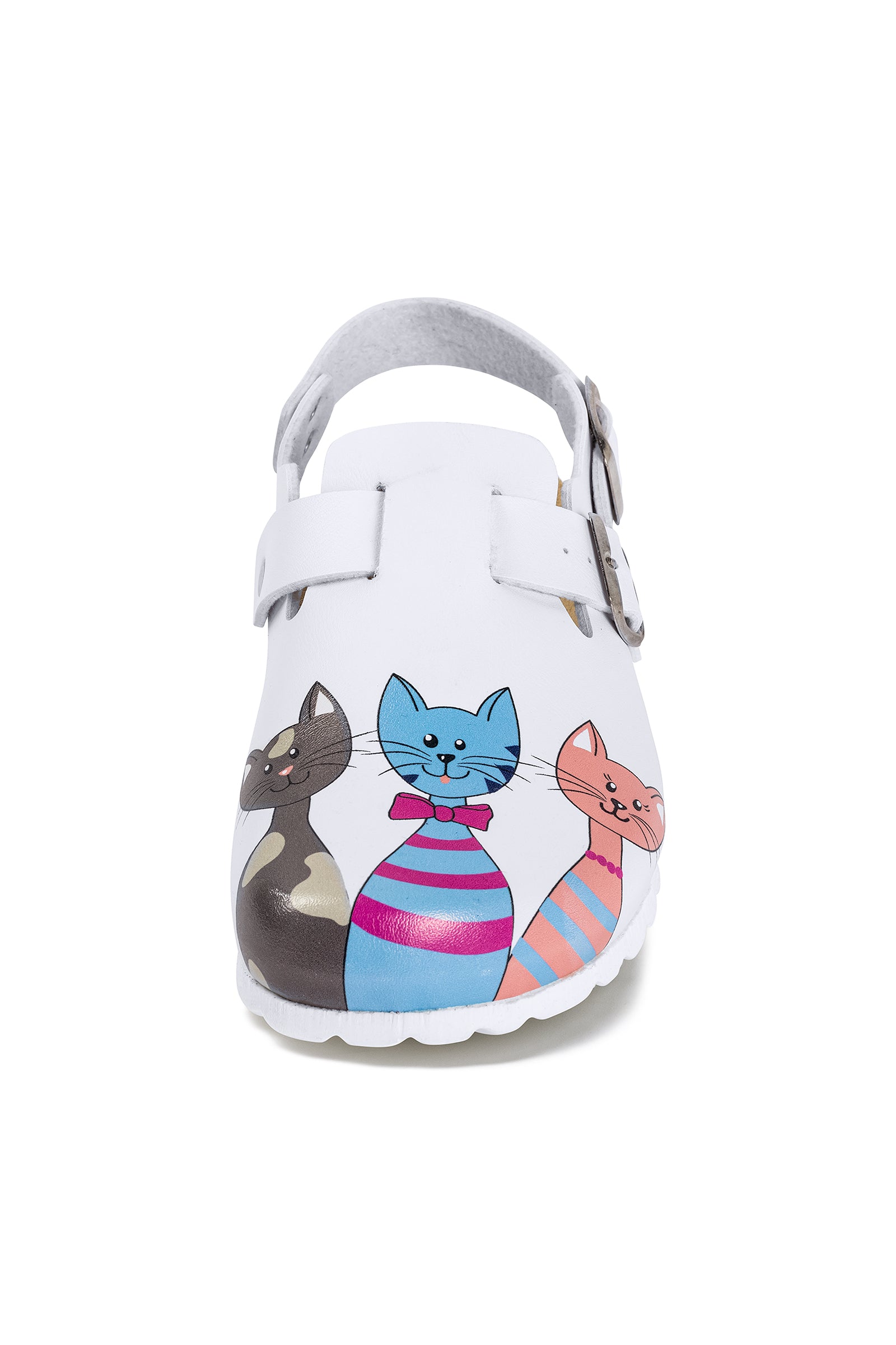 Damen Clog weiss/pfirsichrosa/blau