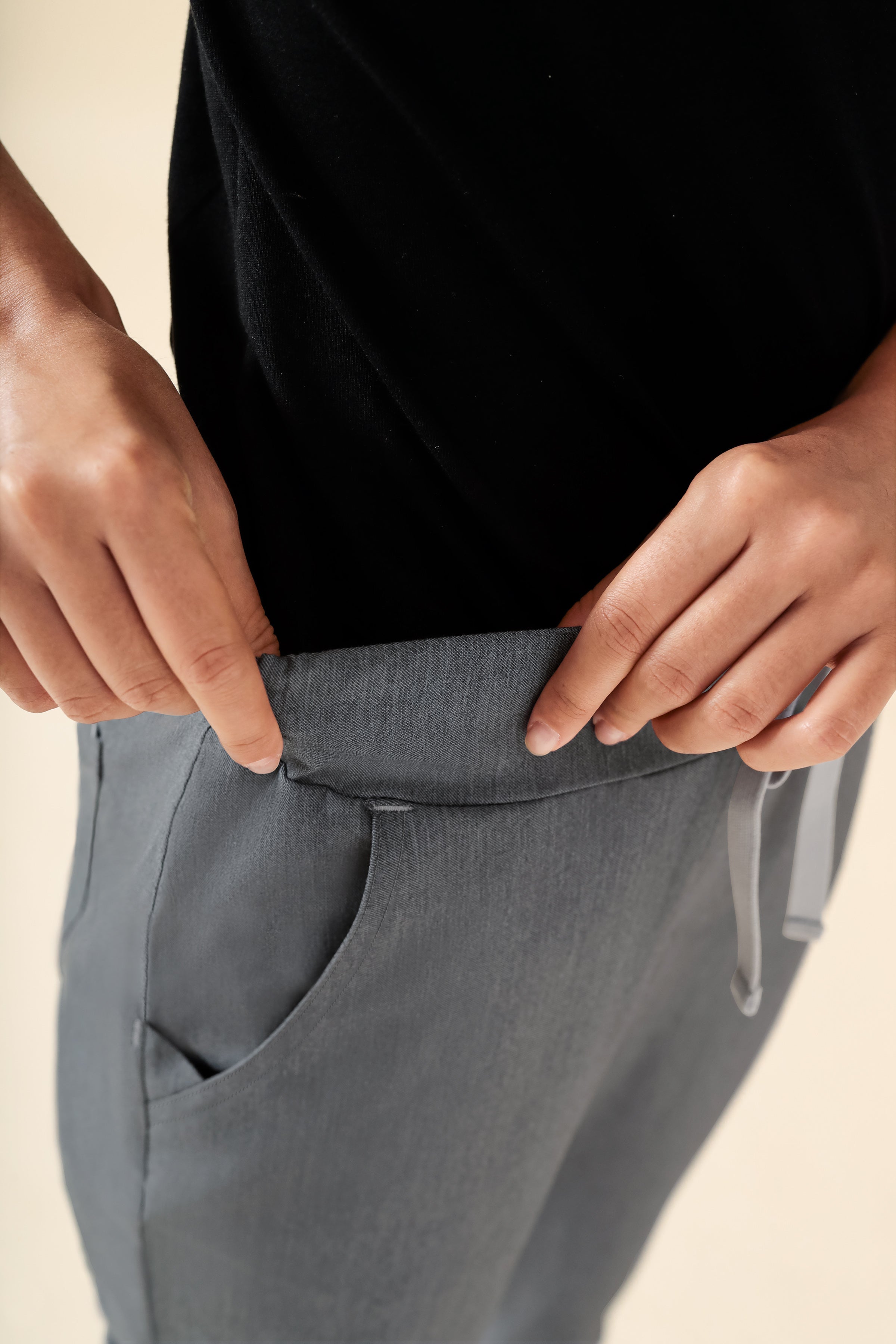 KAERE Hose Damen - gerader Saum ohne Beintaschen grau melange