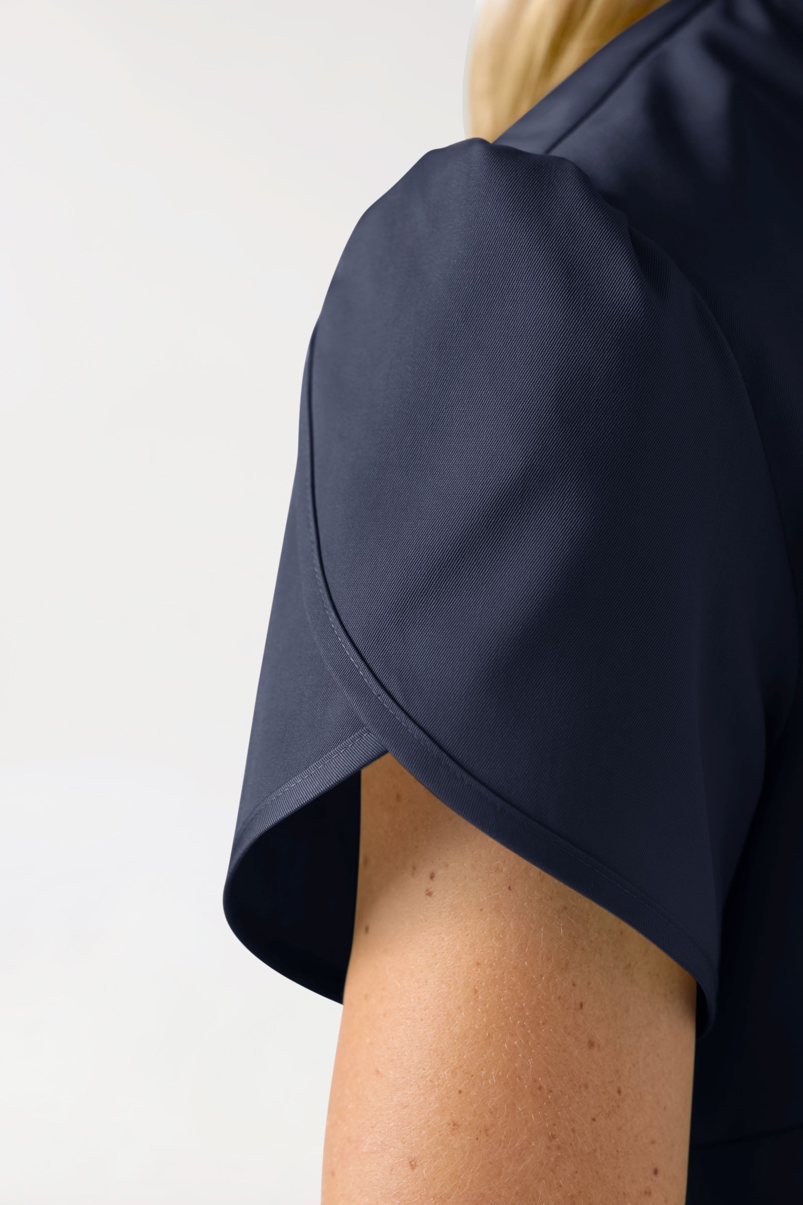 Beauty Kasack Damen - mit Puffärmel navy