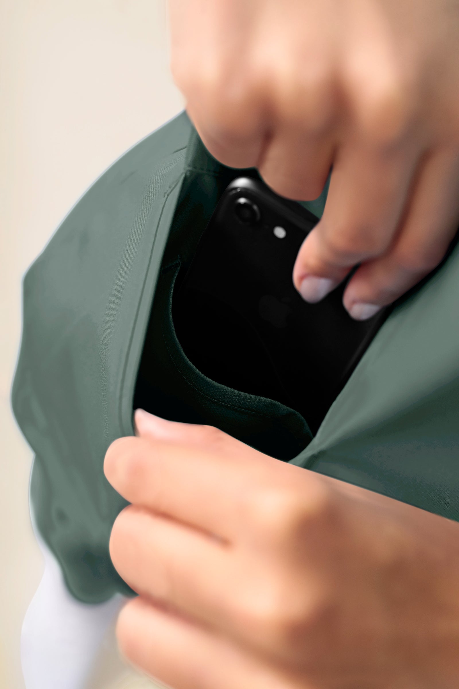 KAERE Schlupfkasack Damen - V-Ausschnitt dunkelgrün