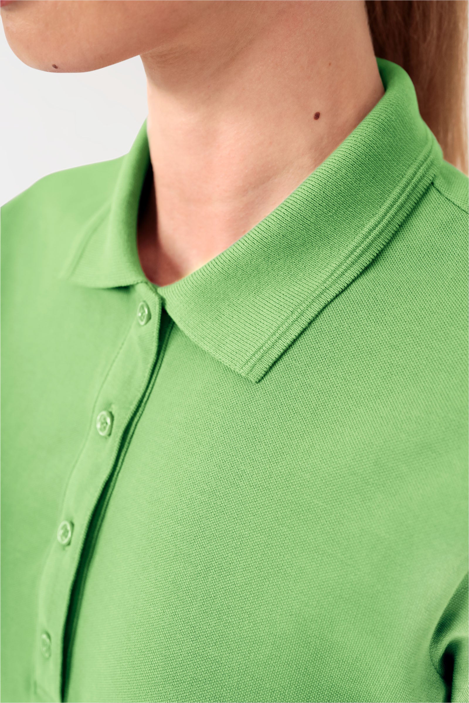COMFY FLEX Stretch Shirt Damen - Polokragen apfelgrün