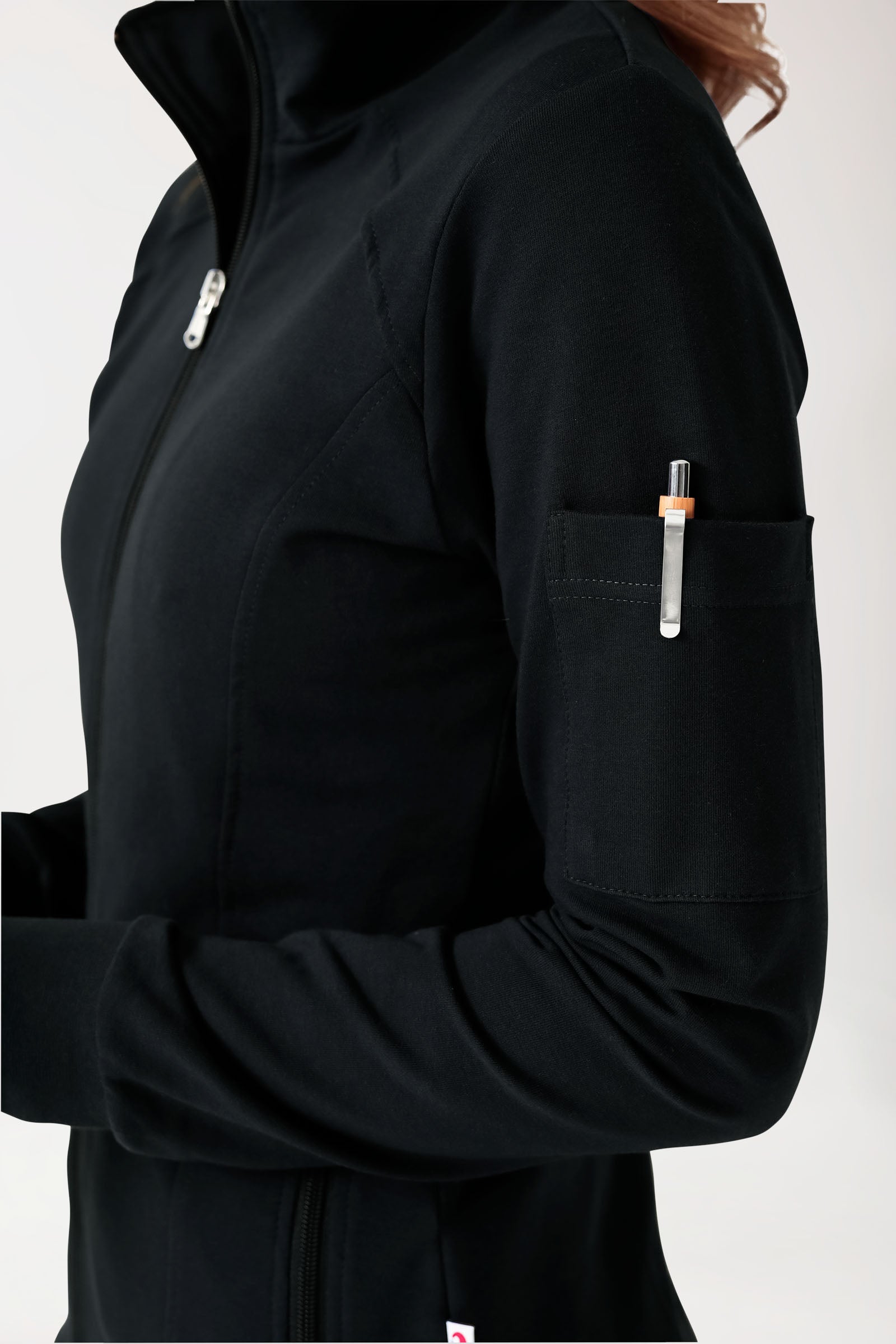 Sweatjacke Damen - Stehkragen schwarz
