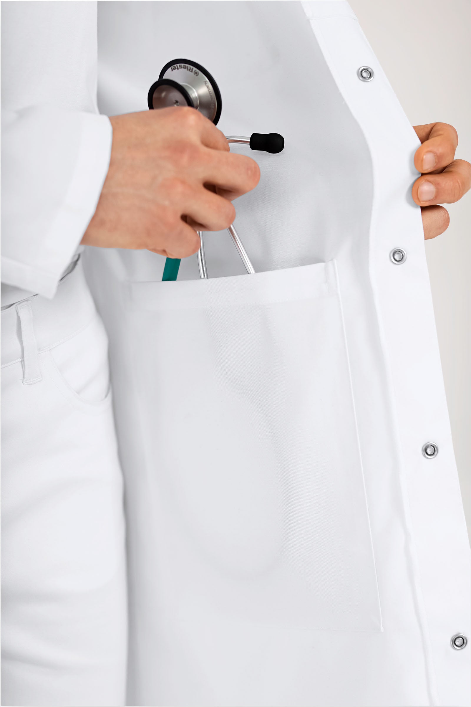 Mantel Herren - Reverskragen - Druckknopfleiste weiss