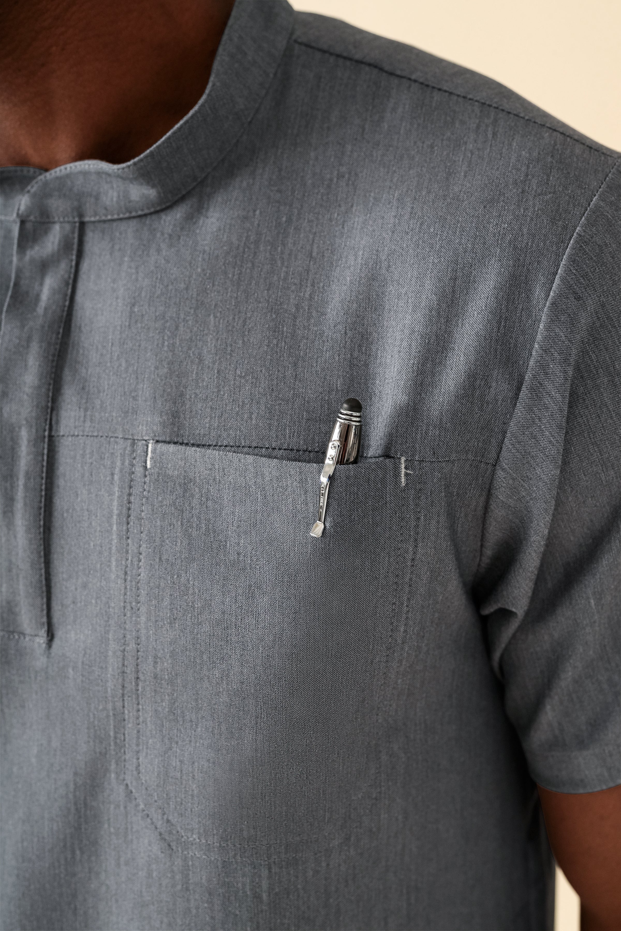 KAERE Schlupfkasack Herren - Stehkragen grau melange