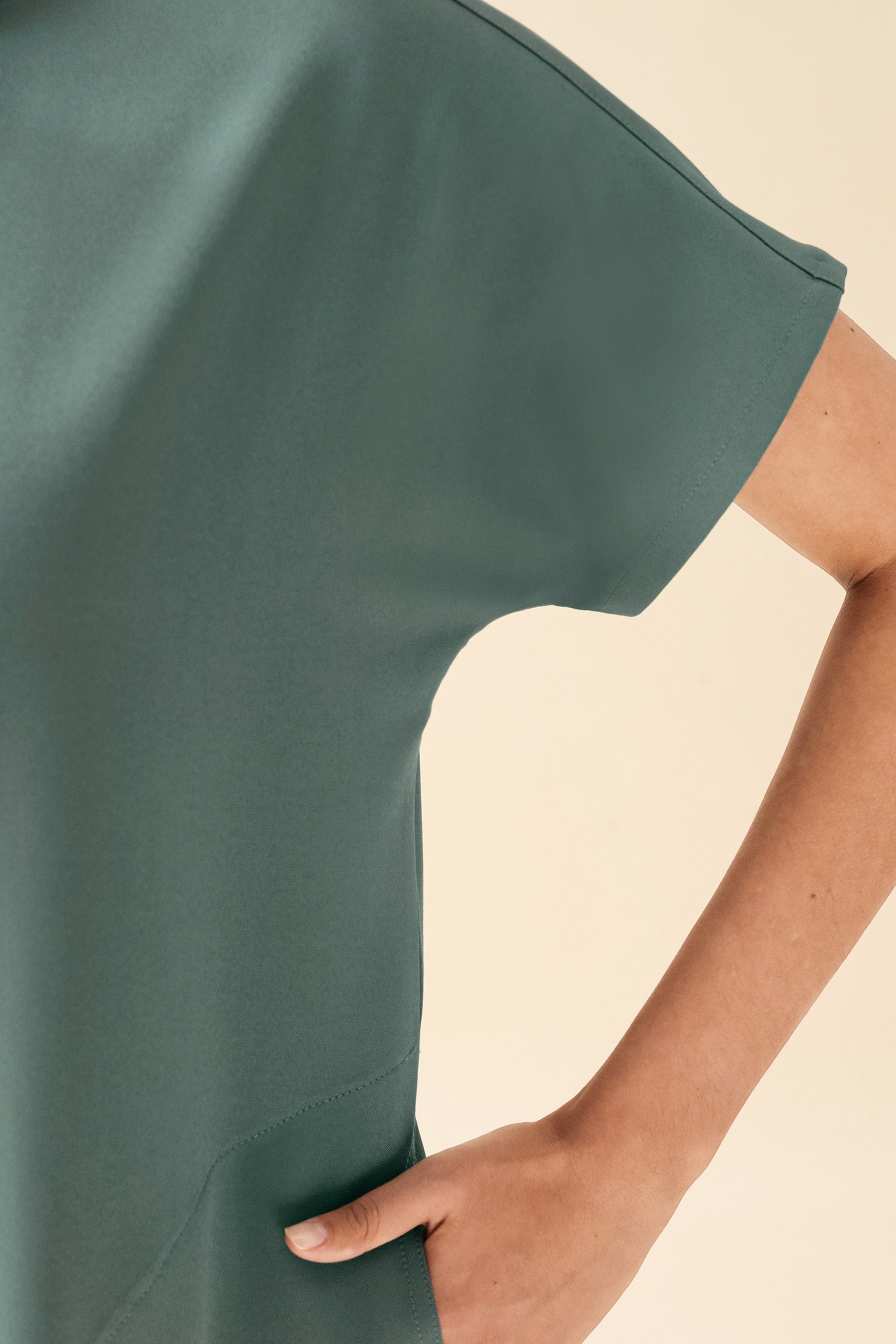 KAERE Schlupfkasack Damen - Stehkragen dunkelgrün