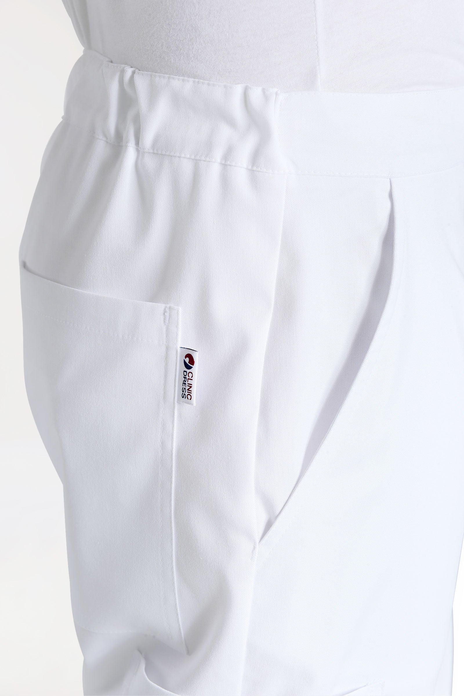 CLINIC STRETCH Hose Unisex - mit Beintasche weiss