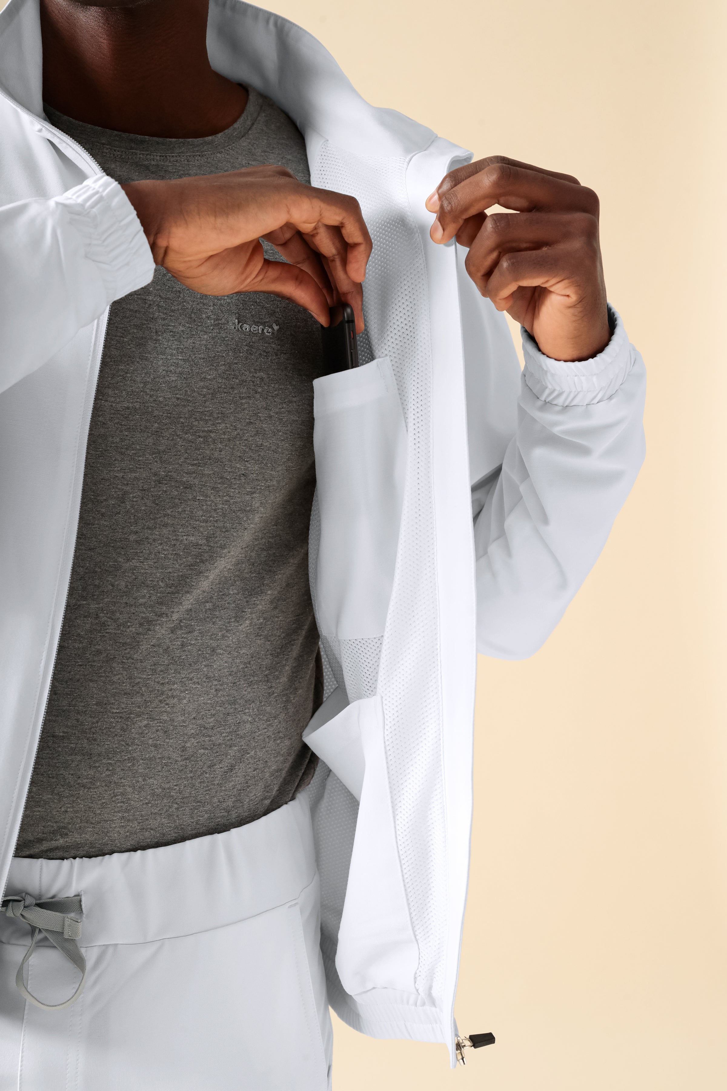 KAERE Blousonjacke Herren - mit elastischen Bündchen weiss