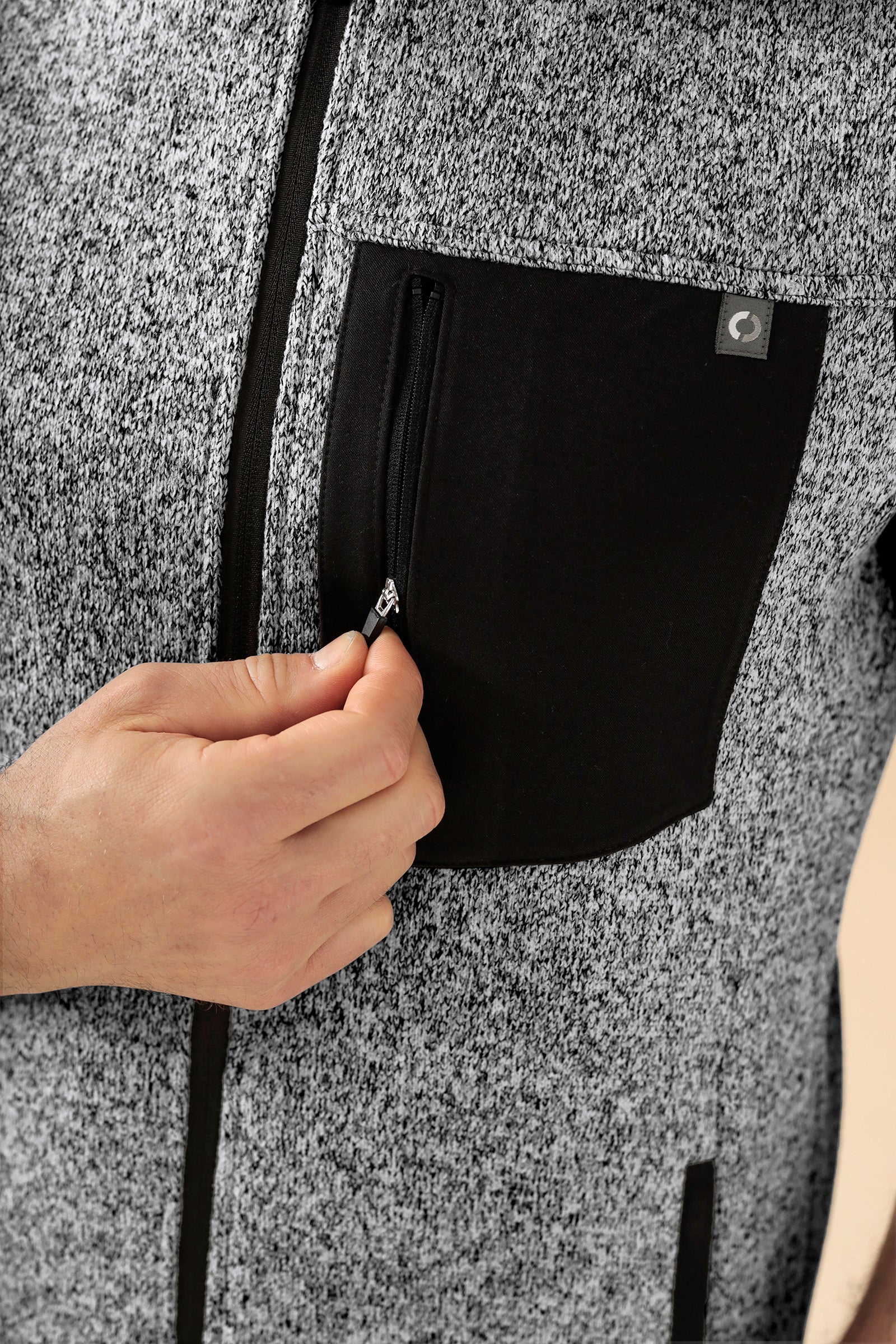 KAERE Fleeceweste Unisex - Stehkragen grau melange