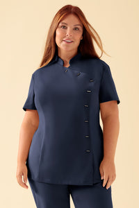 KAERE Kasack Damen - asymmetrische Knopfleiste navy