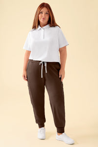 KAERE Hose Damen - Saumbündchen mit Beintaschen coffee