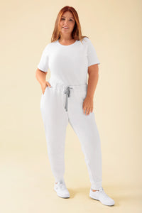 KAERE Hose Damen - Saumbündchen ohne Beintaschen weiss