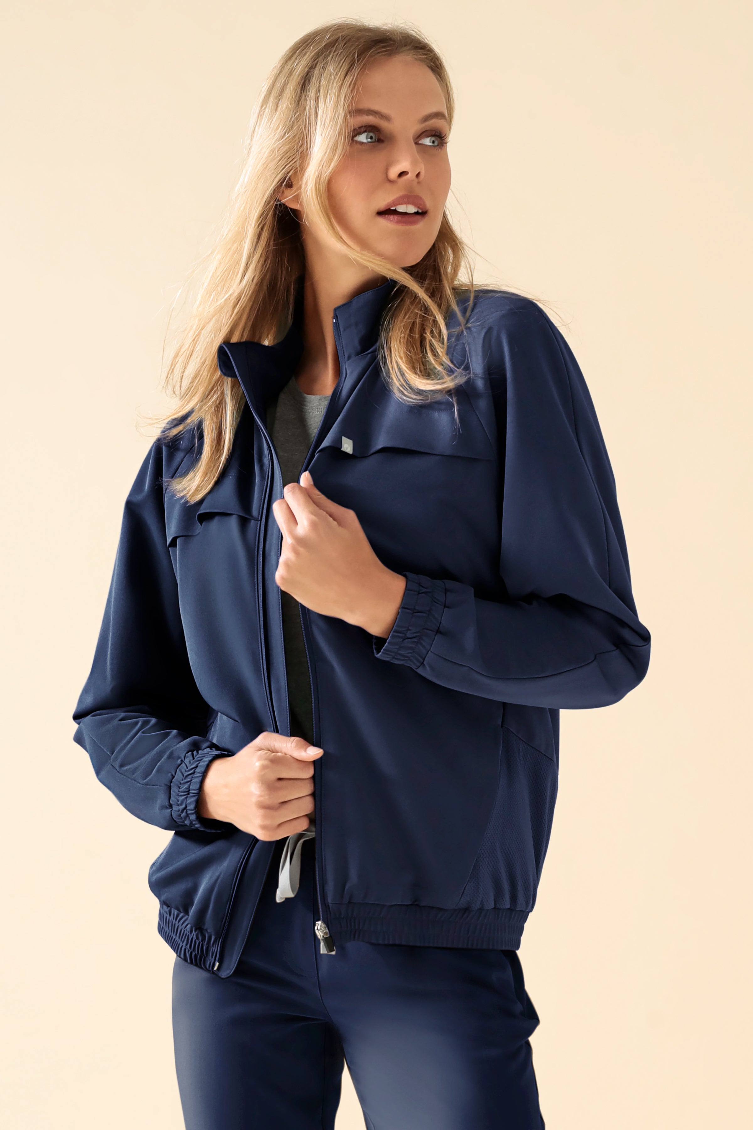 KAERE Blousonjacke Damen - mit elastischen Bündchen navy, Vorderansicht
