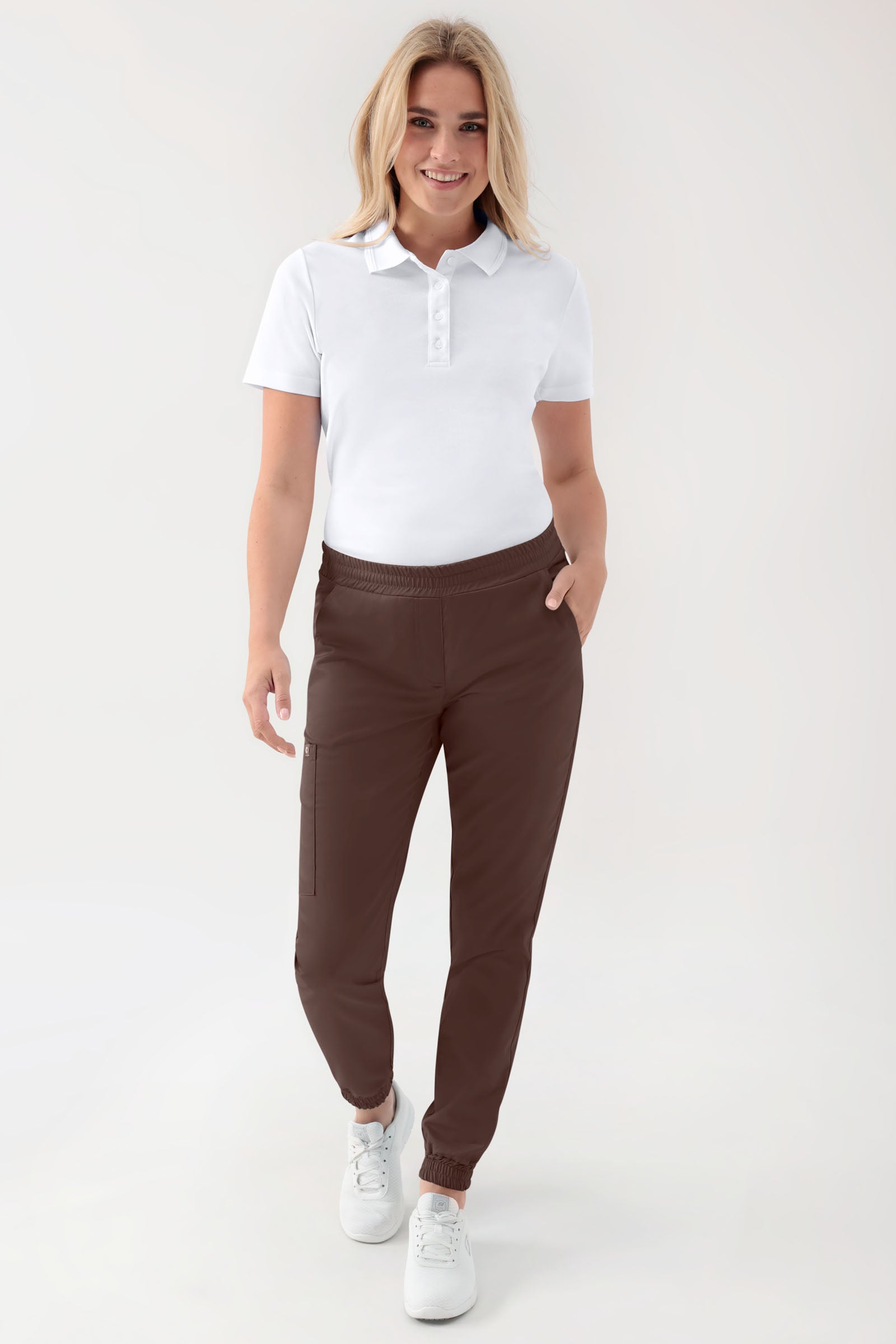 GREEN Stretch Hose Damen - Jogpants Style coffee