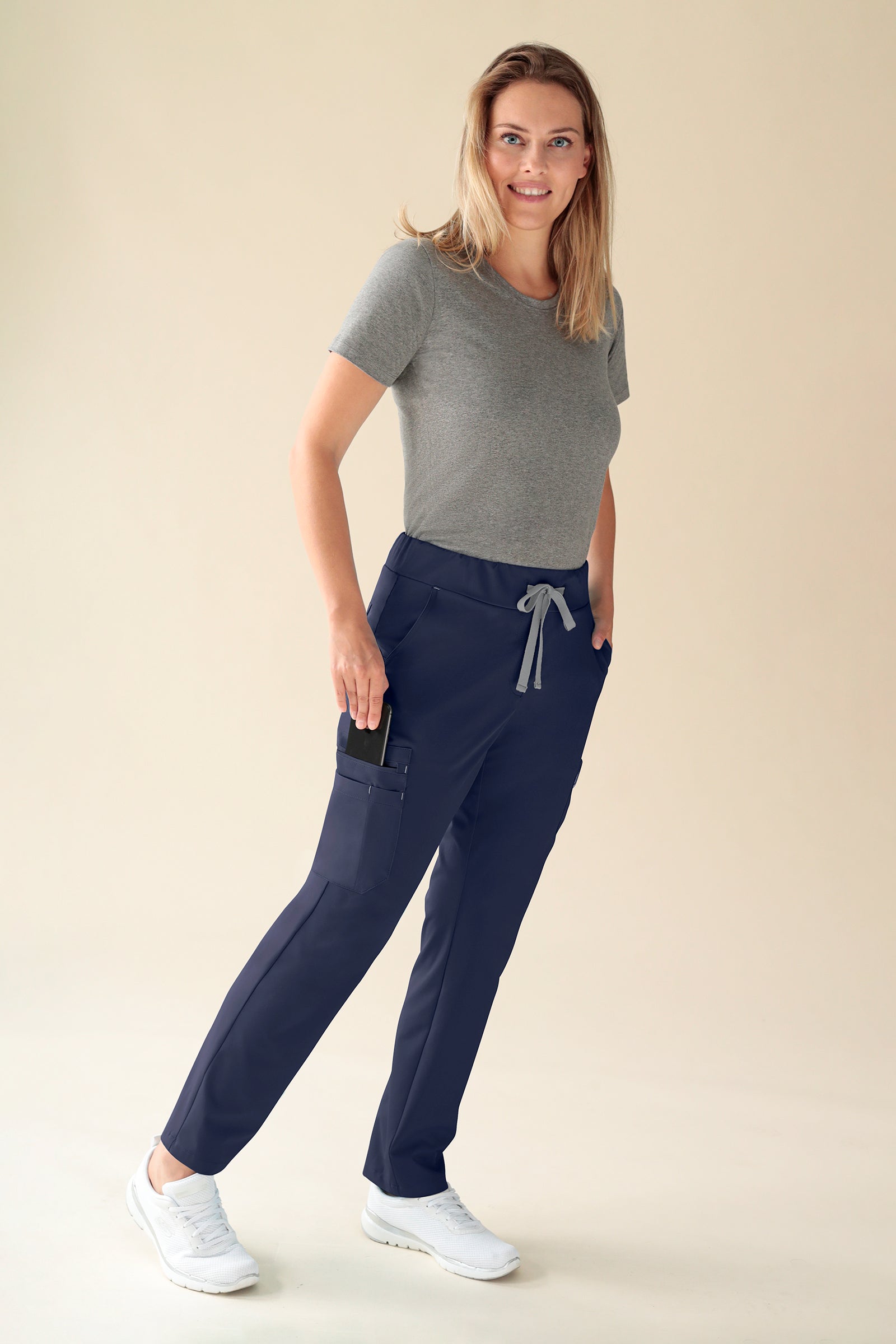 KAERE Hose Damen - gerader Saum Kurzgr. mit Beintaschen navy, Vue de face