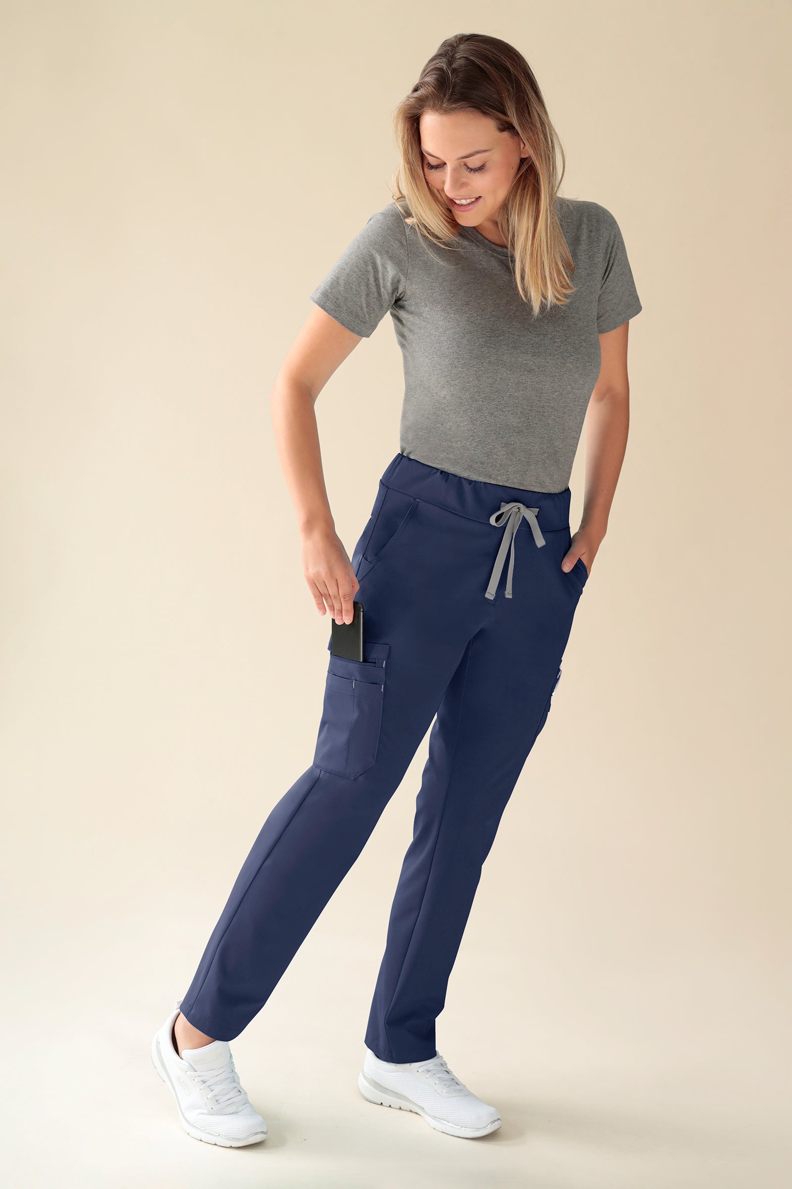 KAERE Hose Damen - gerader Saum Kurzgr. mit Beintaschen navy