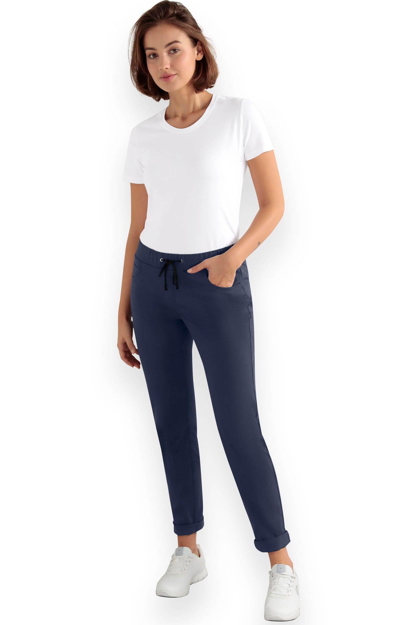 5-Pocket Stretchhose Damen - Jeanslook navy, Vue de face