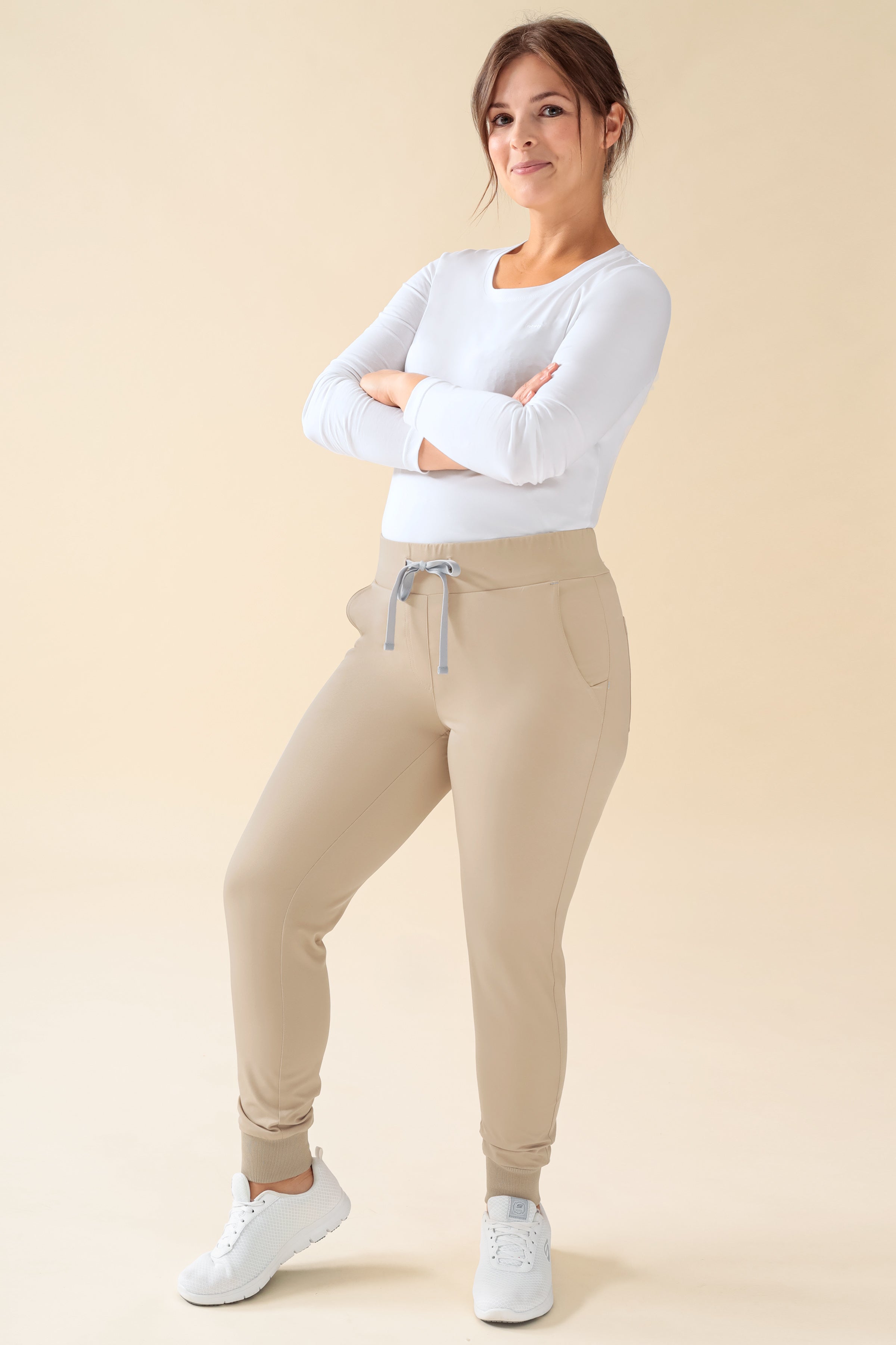 KAERE Hose Damen - Saumbündchen Kurzgr. ohne Beintaschen sand