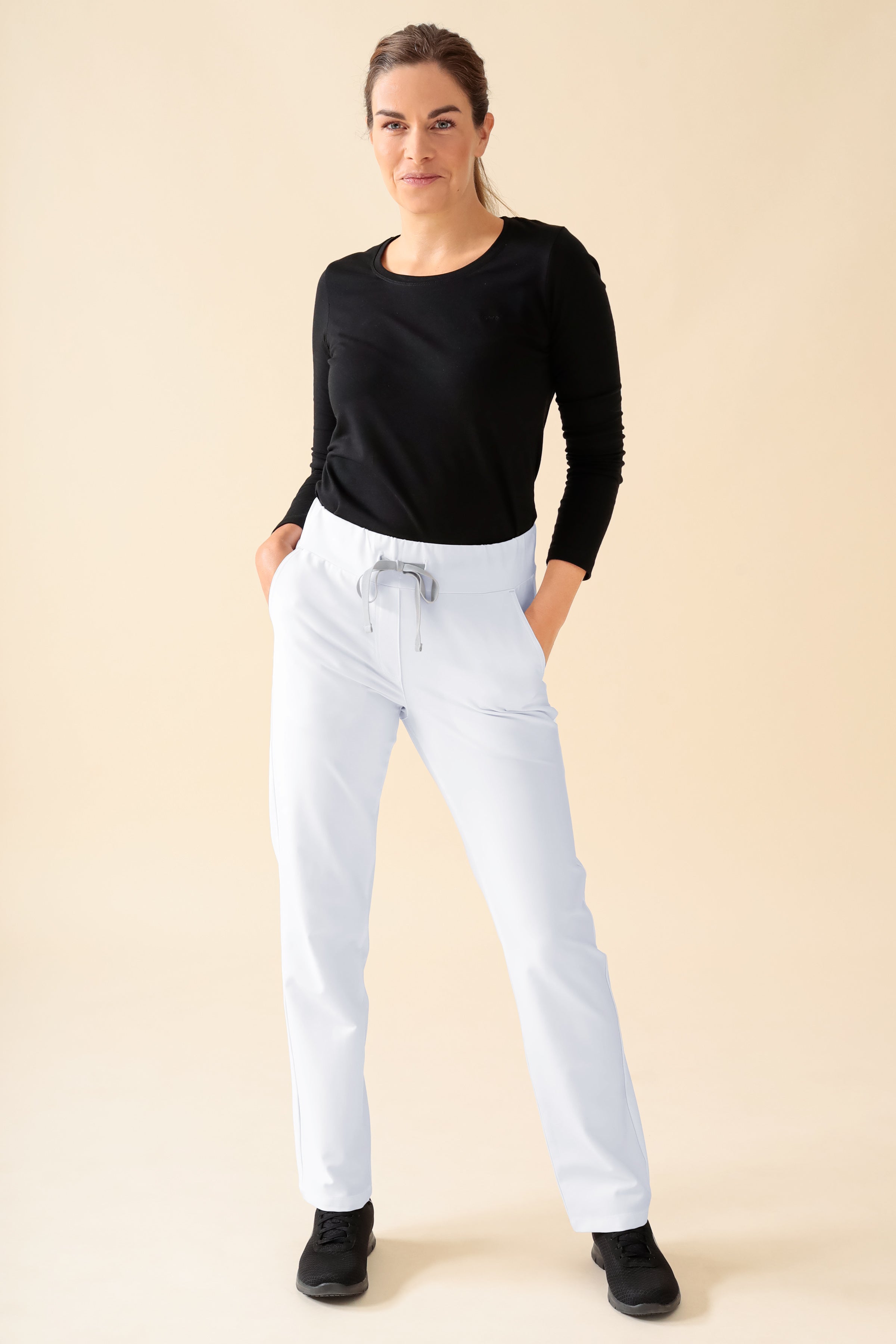KAERE Hose Damen - gerader Saum Kurzgr. ohne Beintaschen weiss