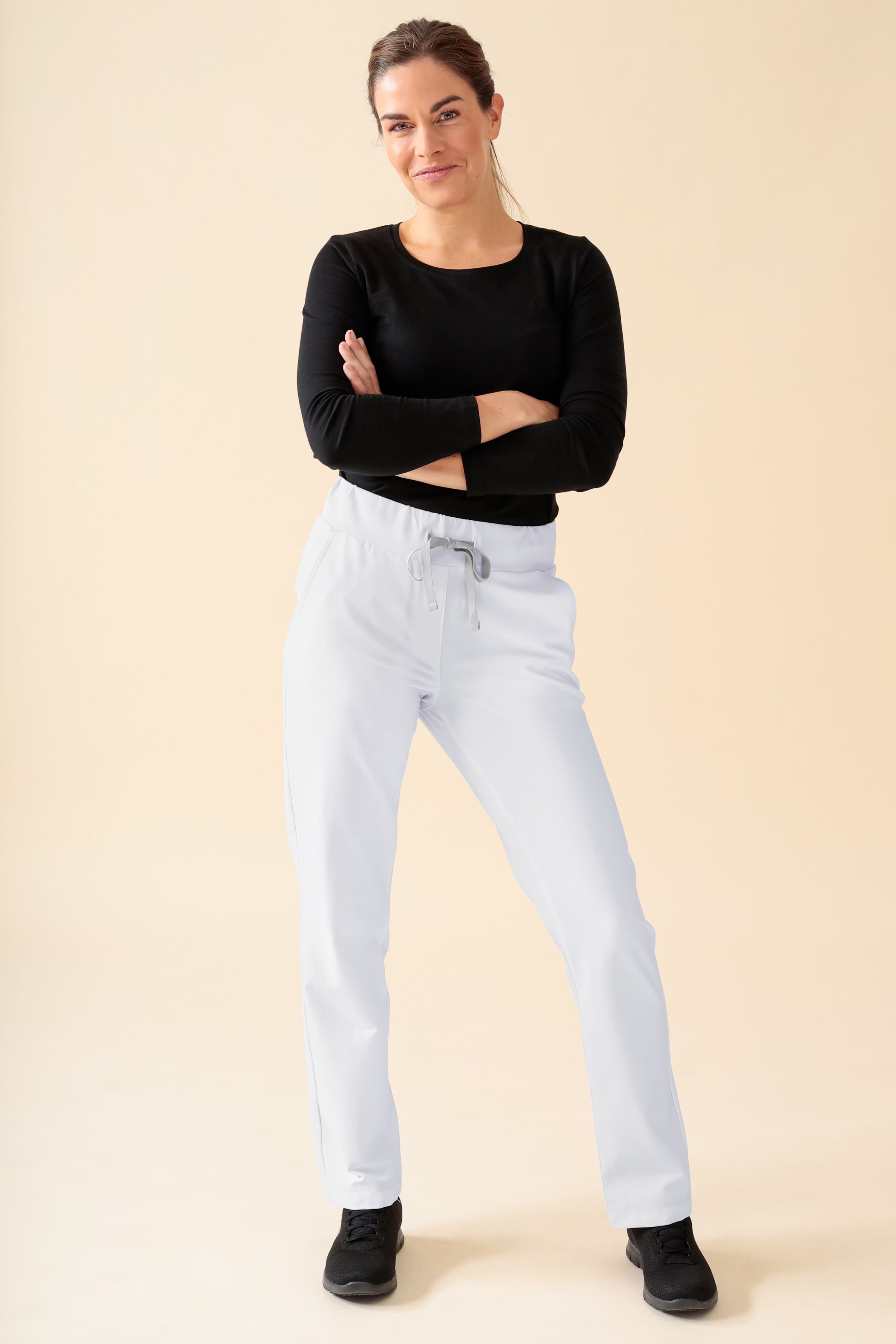 KAERE Hose Damen - gerader Saum Kurzgr. ohne Beintaschen weiss