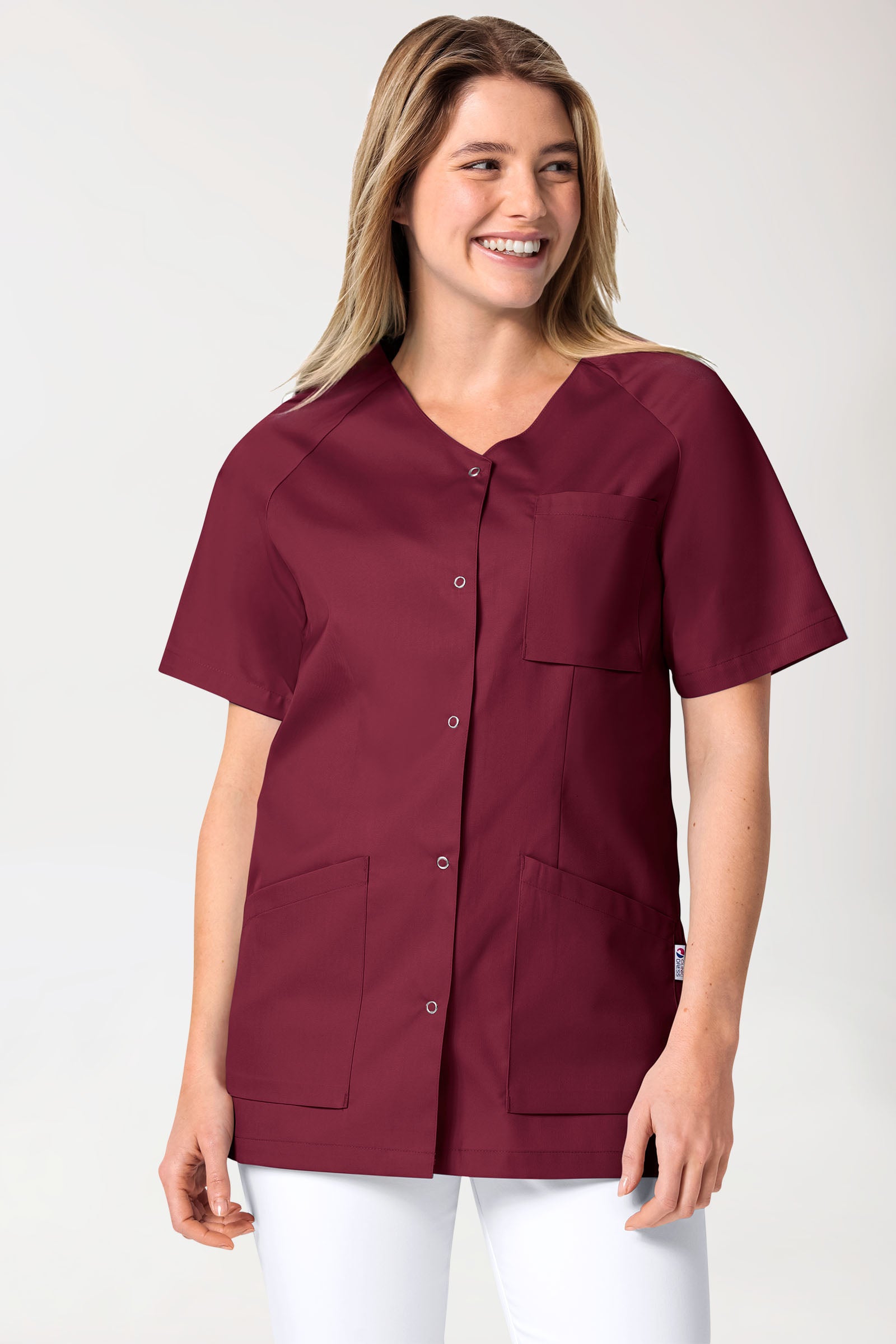 CORE Kasack Damen - durchgeknöpft bordeaux, Vorderansicht