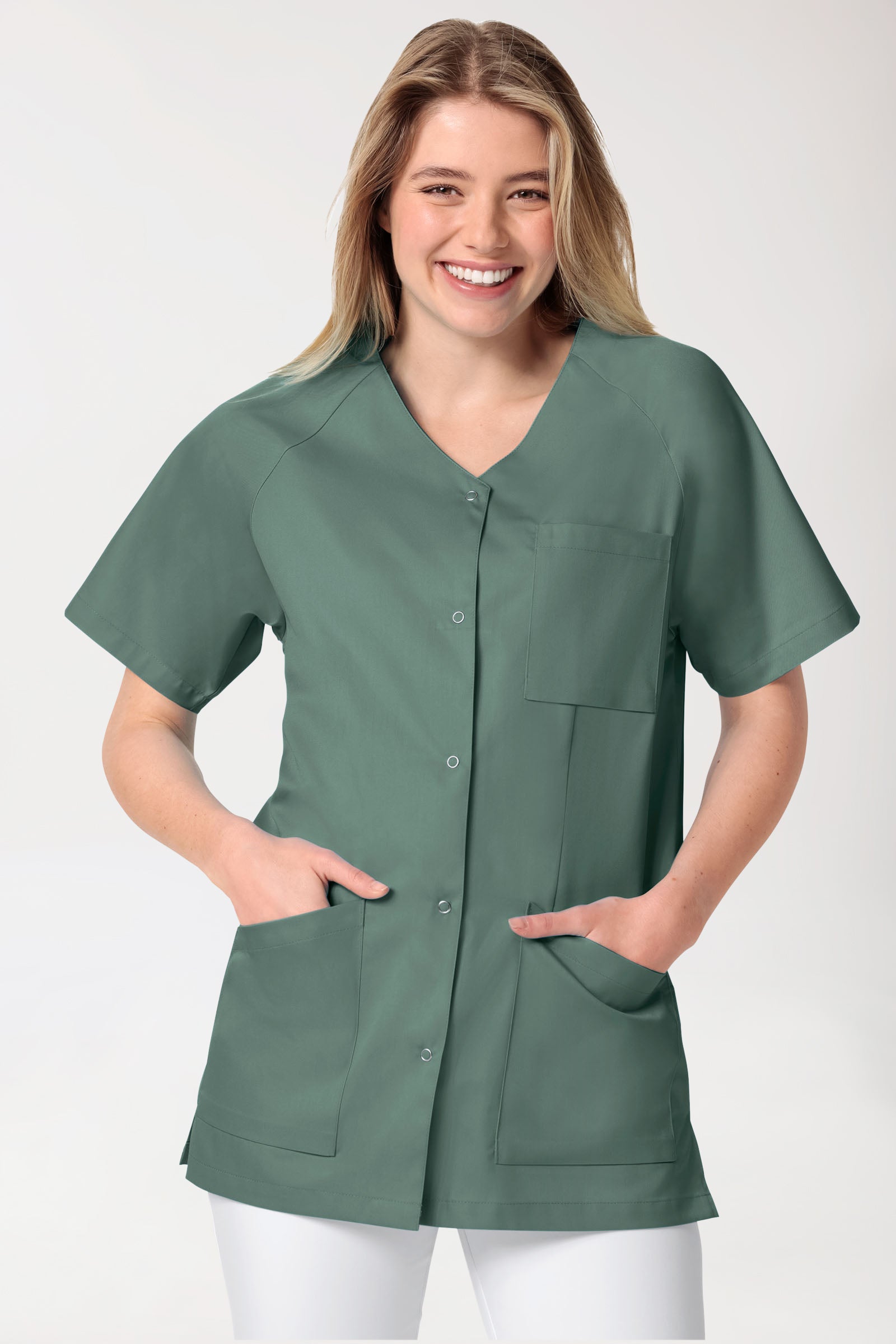 CORE Kasack Damen - durchgeknöpft dunkelgrün, Vue de face