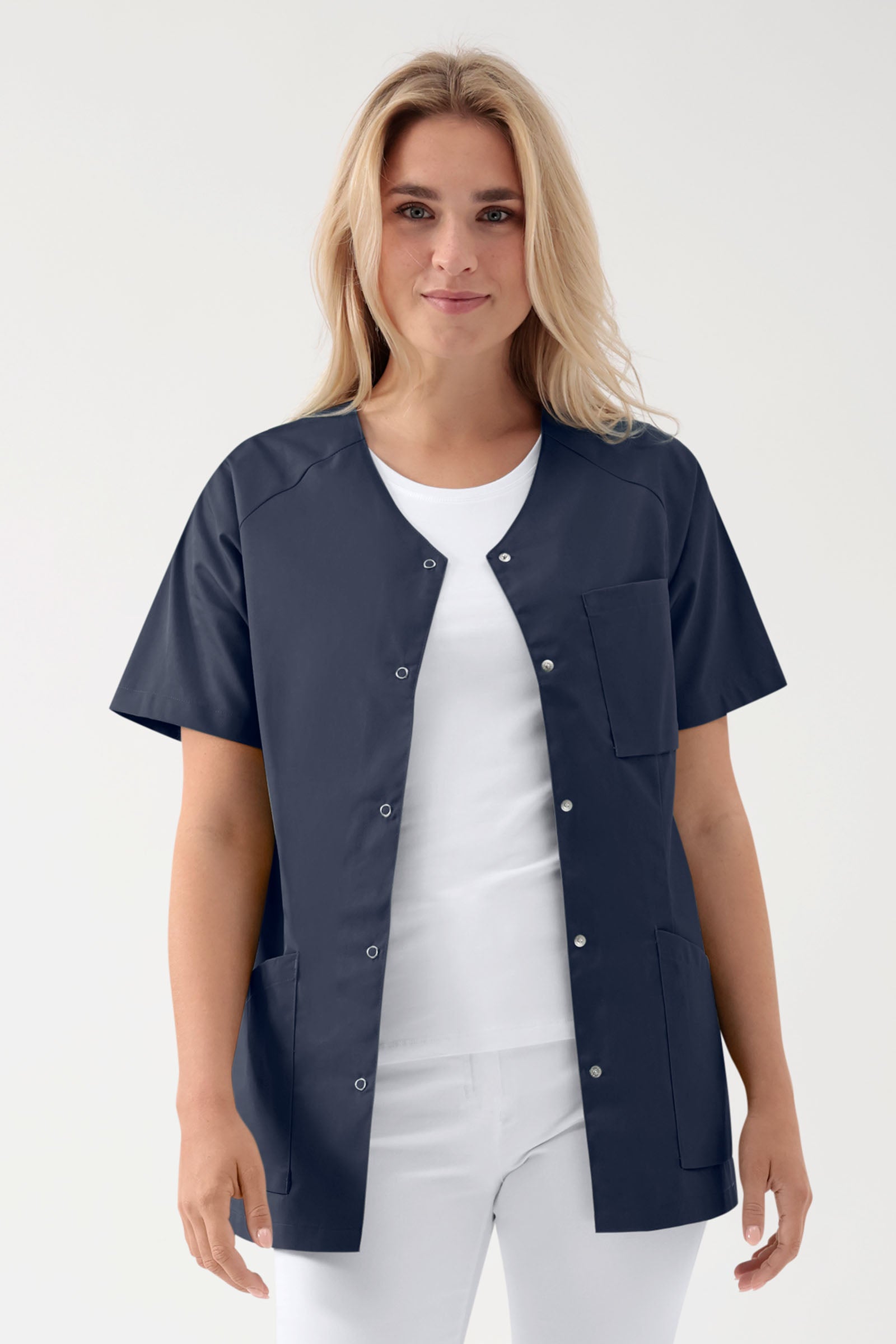 DER Kasack-Kasack Damen - durchgeknöpft navy