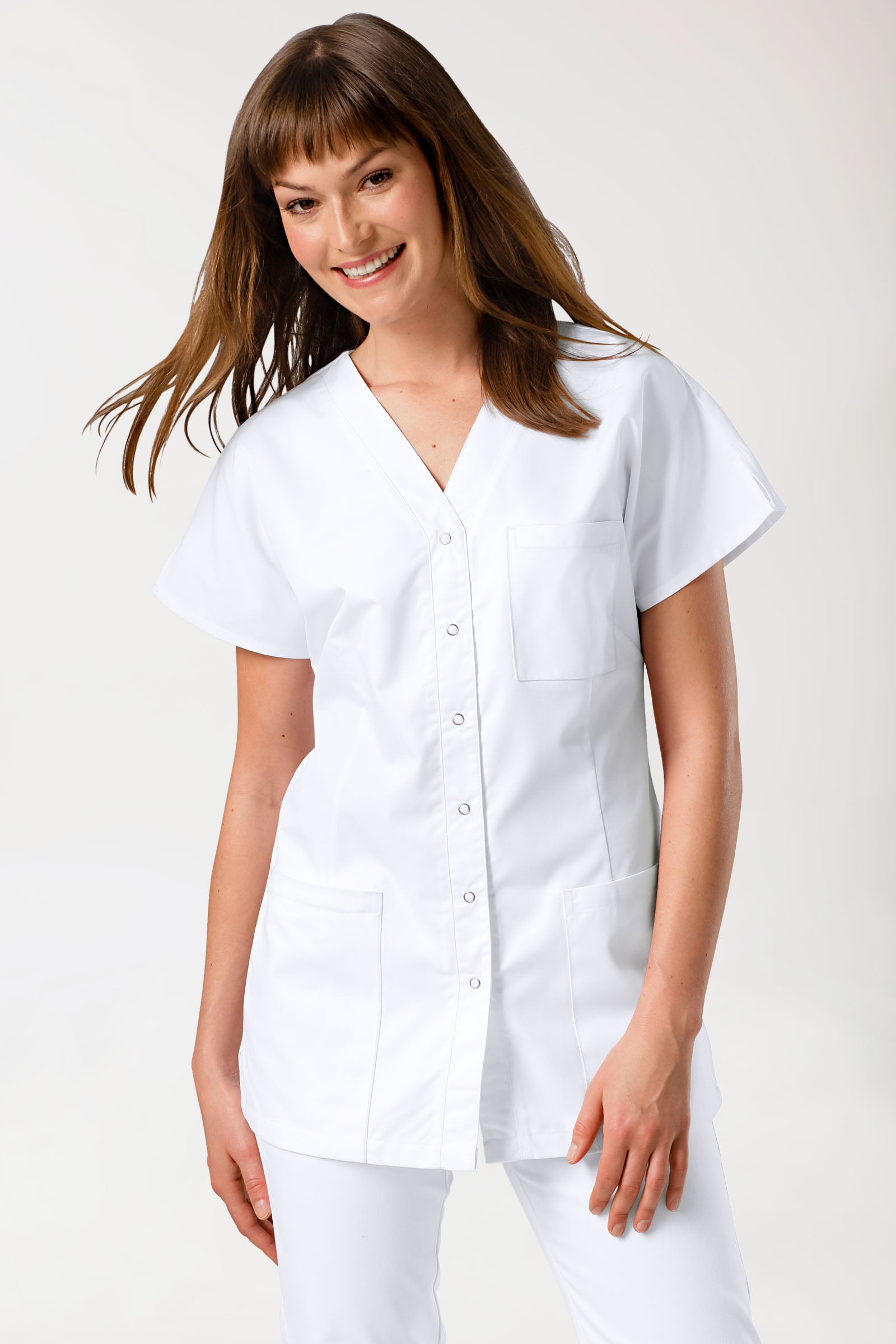 JUST STRONG Kasack Damen - durchgeknöpft weiss