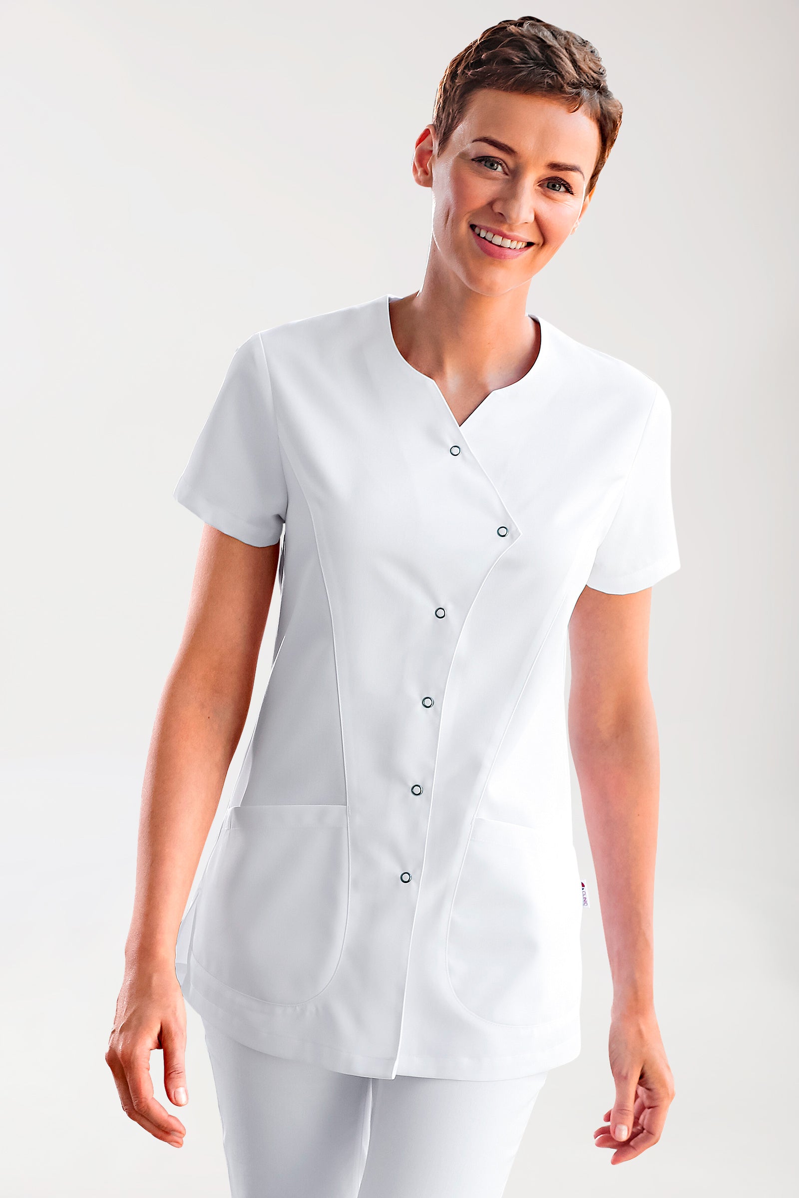 GREEN Kasack Damen - geknöpft weiss