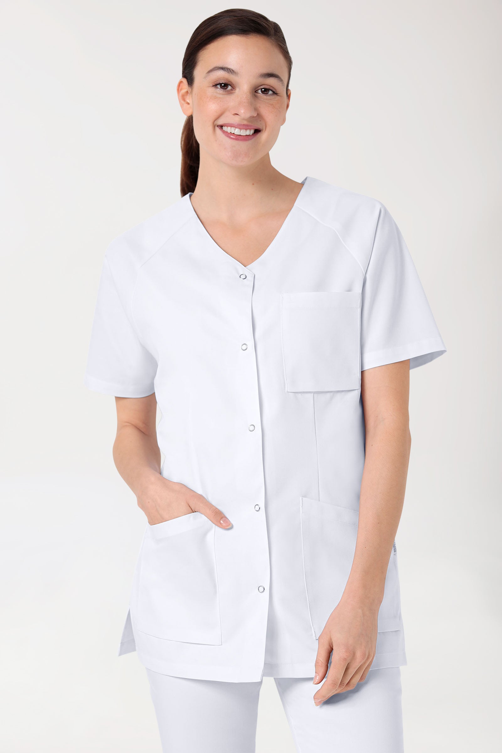 CORE Kasack Damen - durchgeknöpft weiss