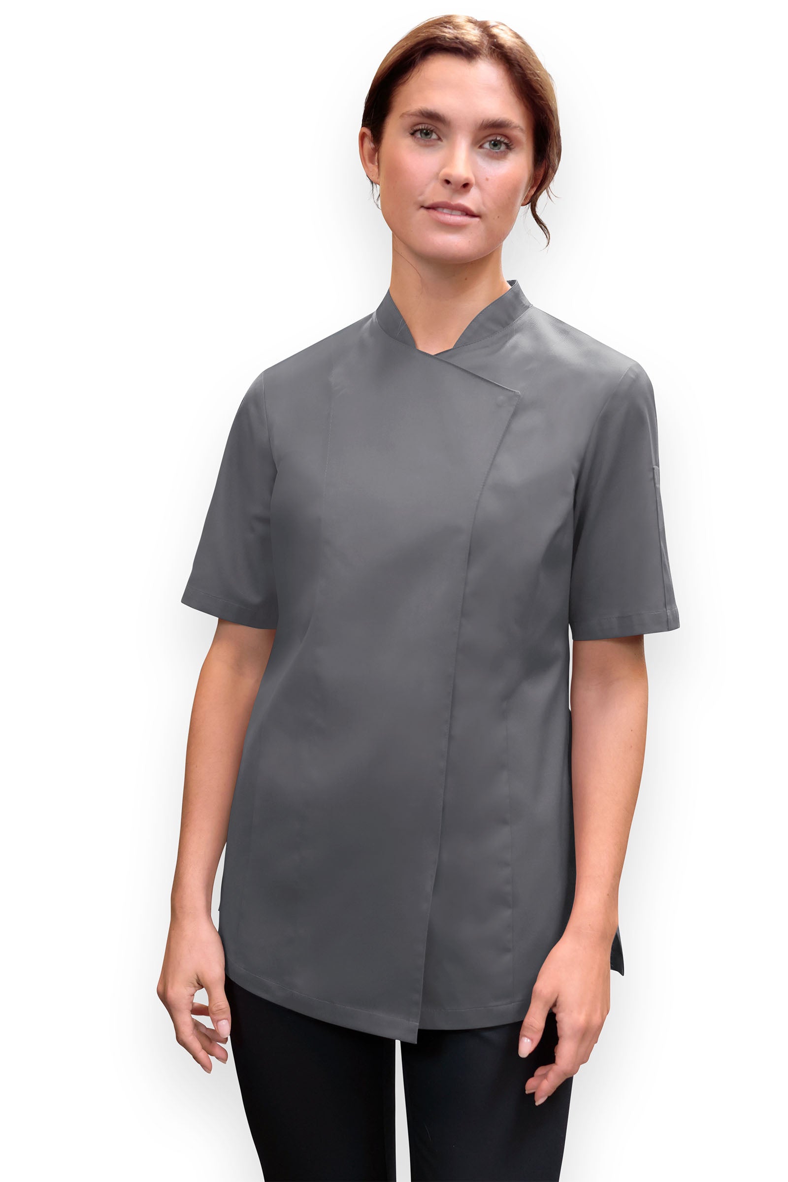 Gastro Kochjacke Damen - 1/2 Arm steingrau