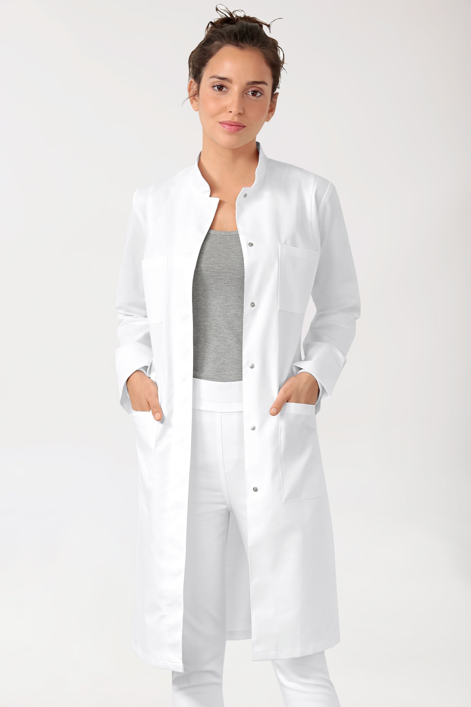 Mantel Damen - Stehkragen - Druckknopfleiste - weiss