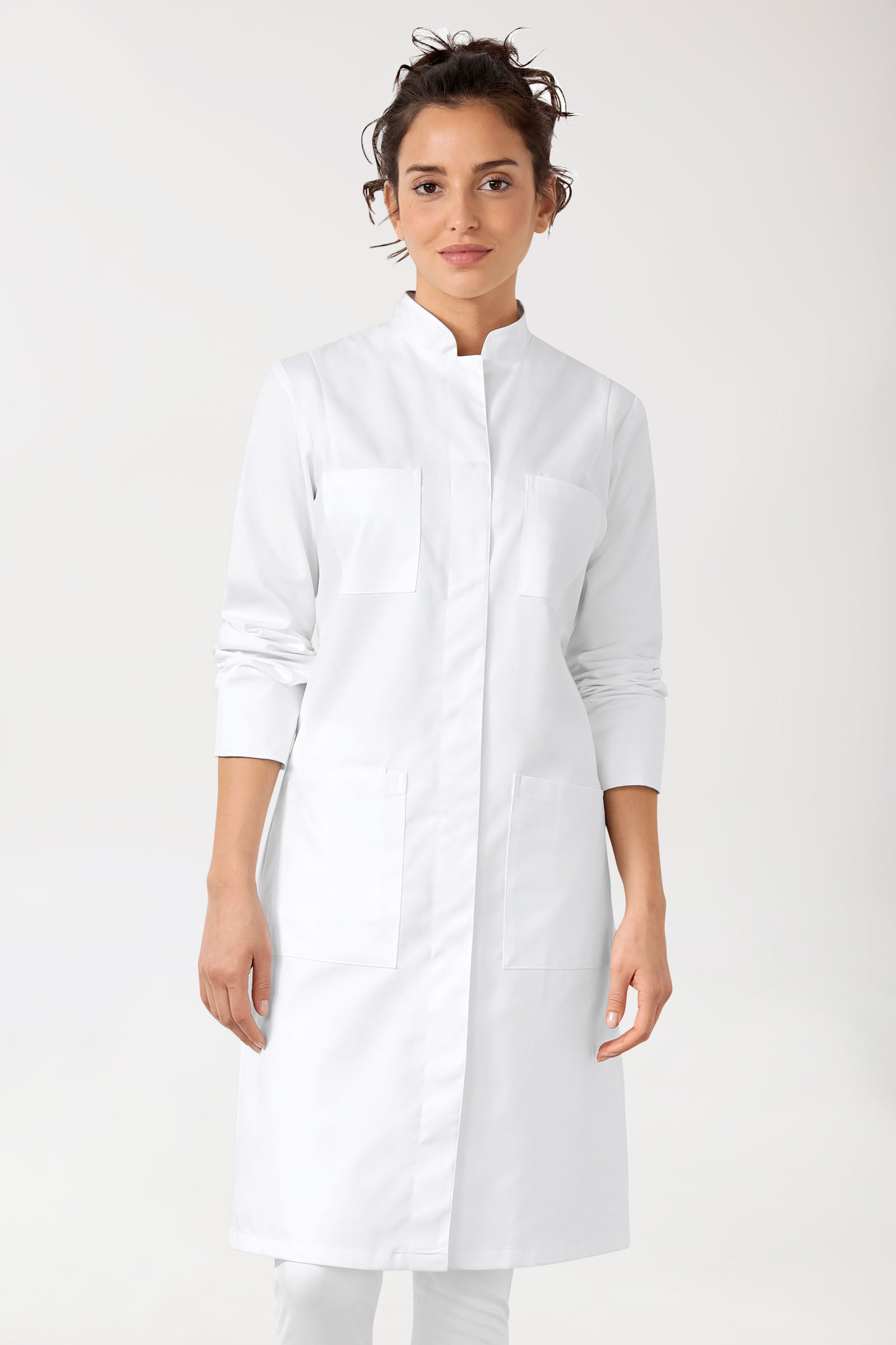 Mantel Damen - Stehkragen - Druckknopfleiste - weiss