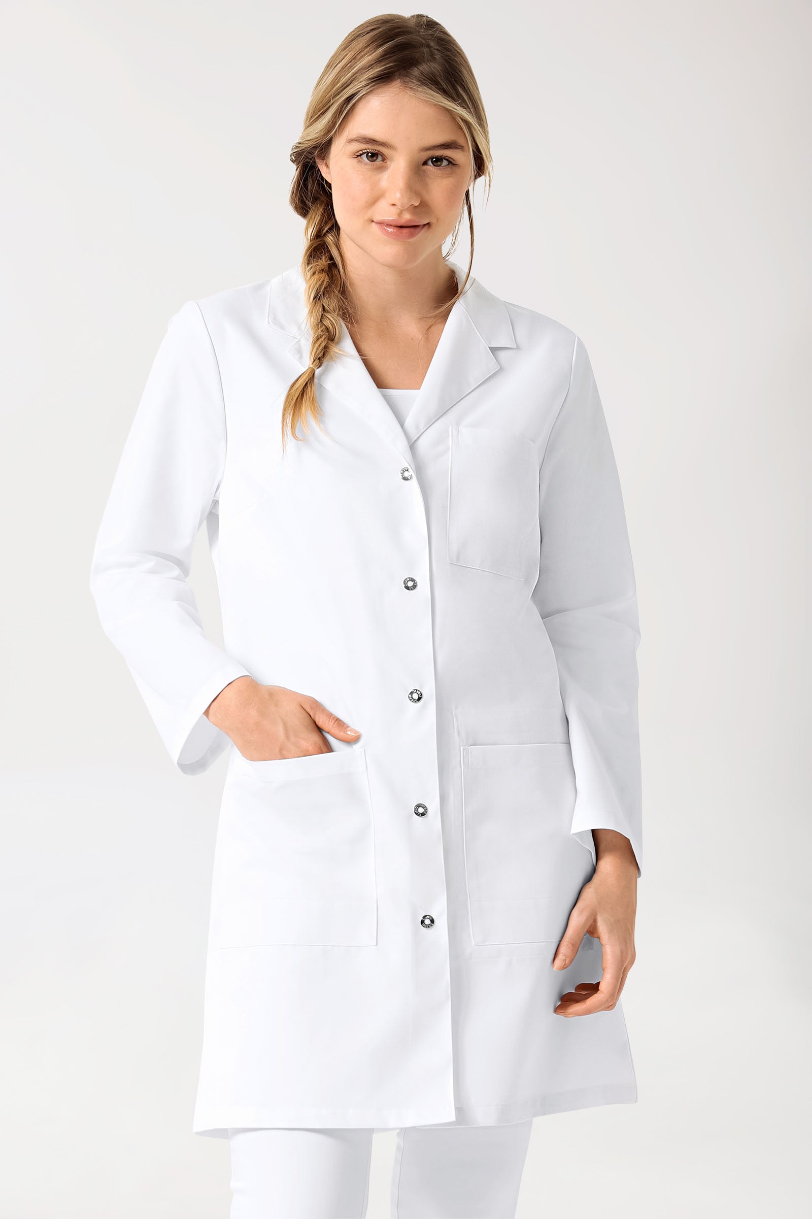 Mantel Damen - Reverskragen weiss, Vue de face