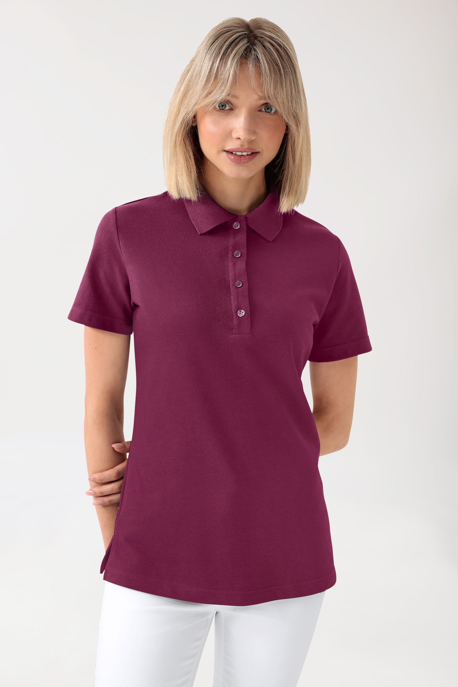 CORE Shirt Damen - Polokragen berry, Vorderansicht