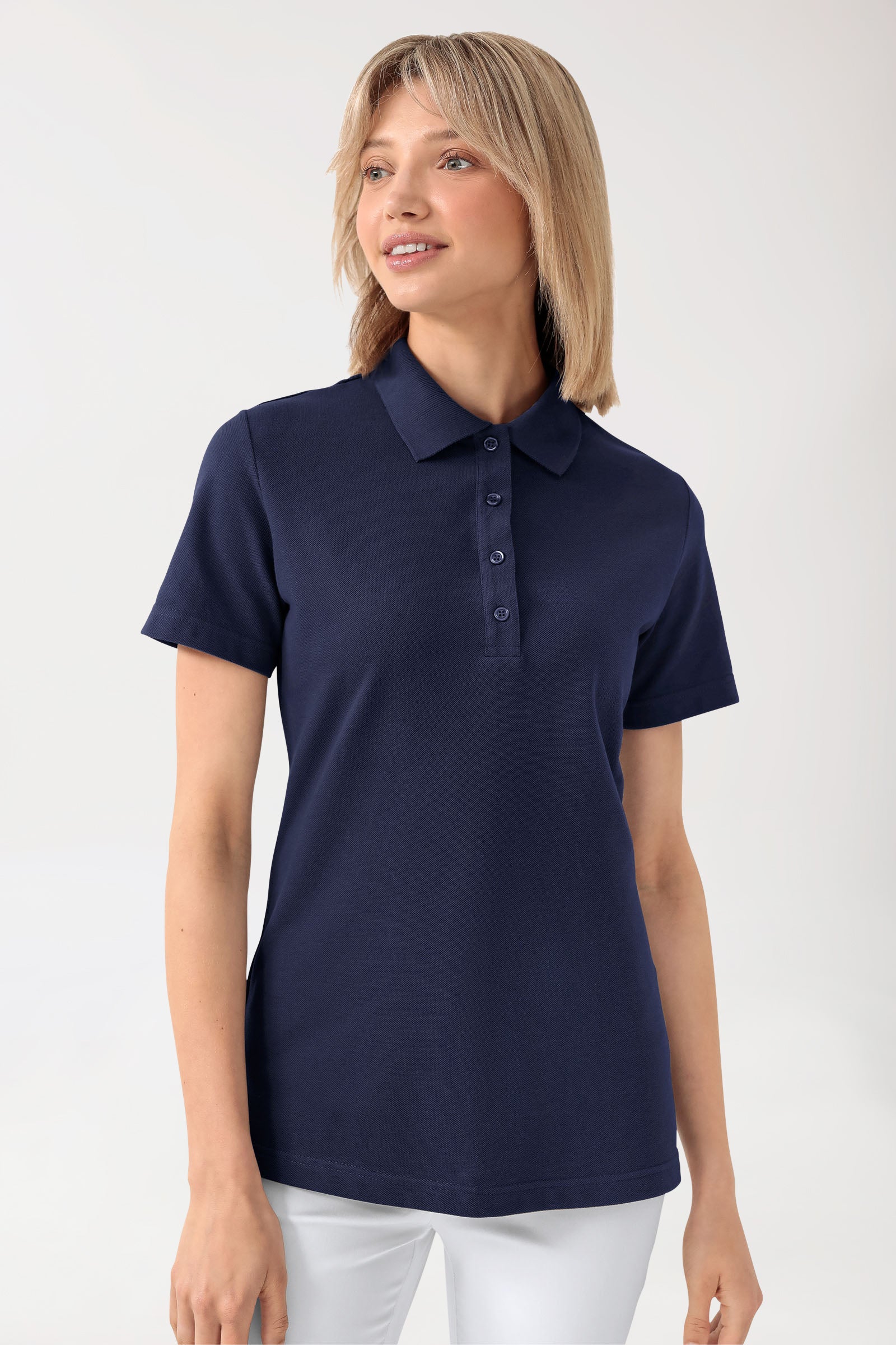 CORE Shirt Damen - Polokragen navy, Vue de face