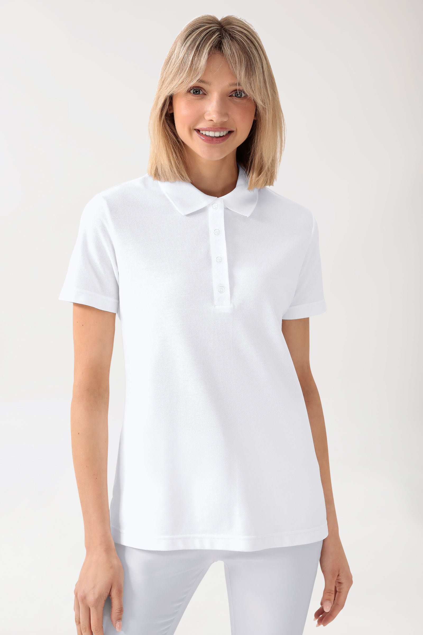 CORE Shirt Damen - Polokragen weiss