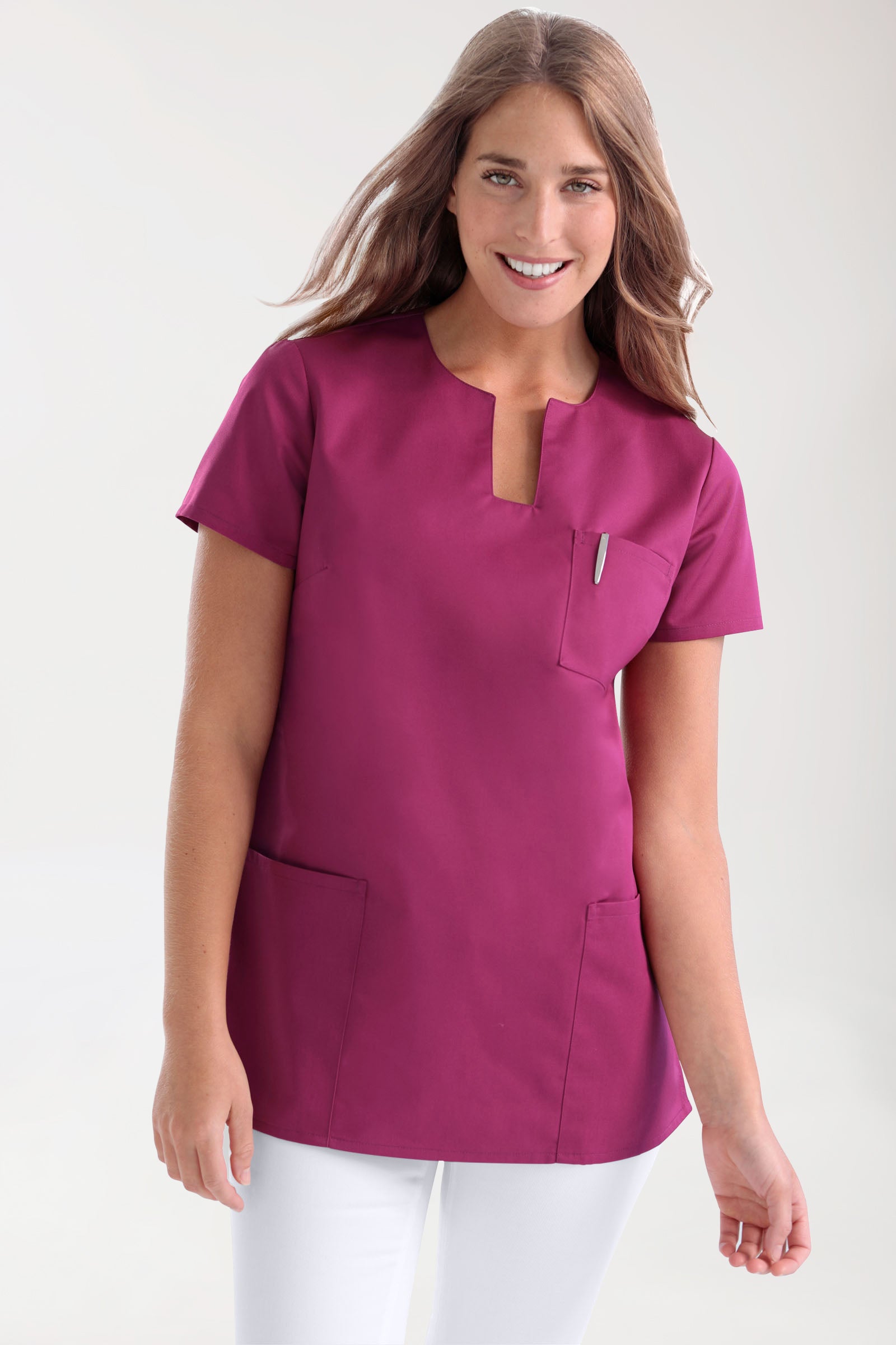 JUST STRONG Schlupfkasack Damen - eckiger Ausschnitt berry