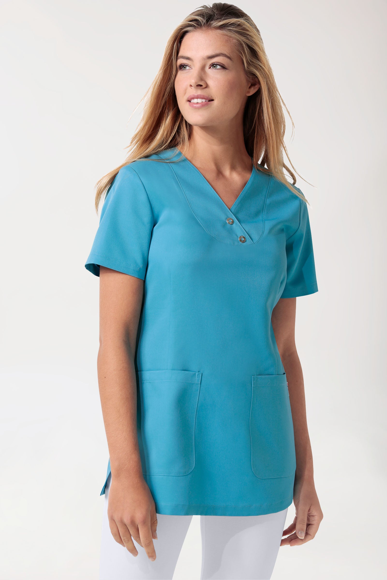 GREEN Schlupfkasack Damen - Druckknöpfe dark türkis