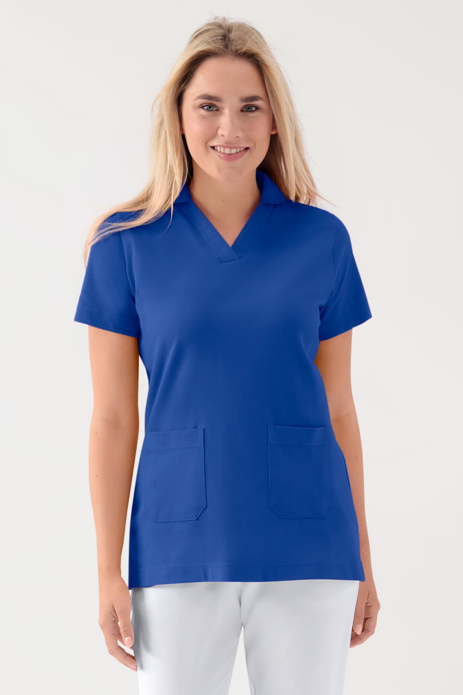 COMFY FLEX Stretch Schlupfkasack Damen - Schalkragen königsblau